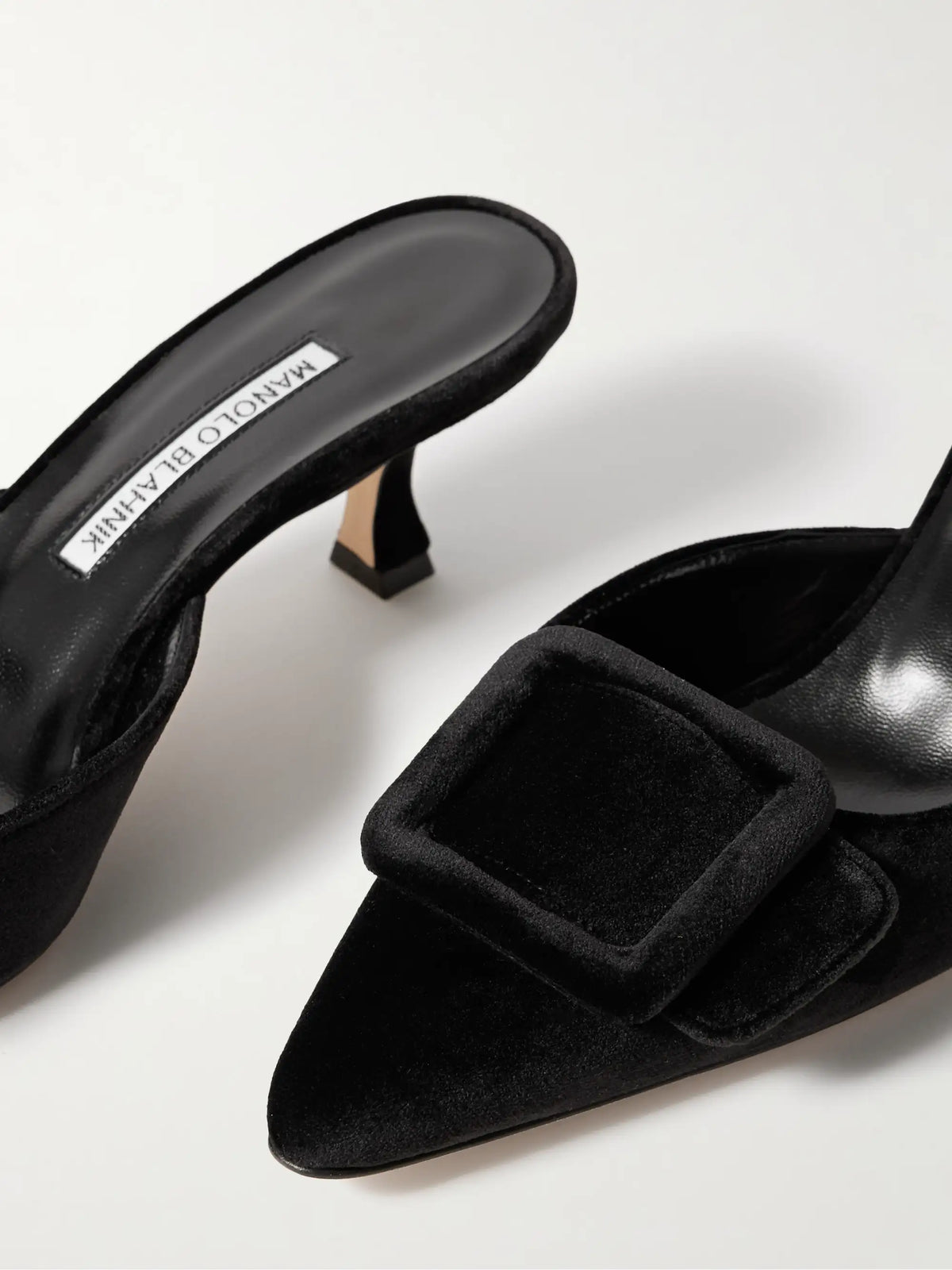 Maysale 50 Buckled Velvet Mules