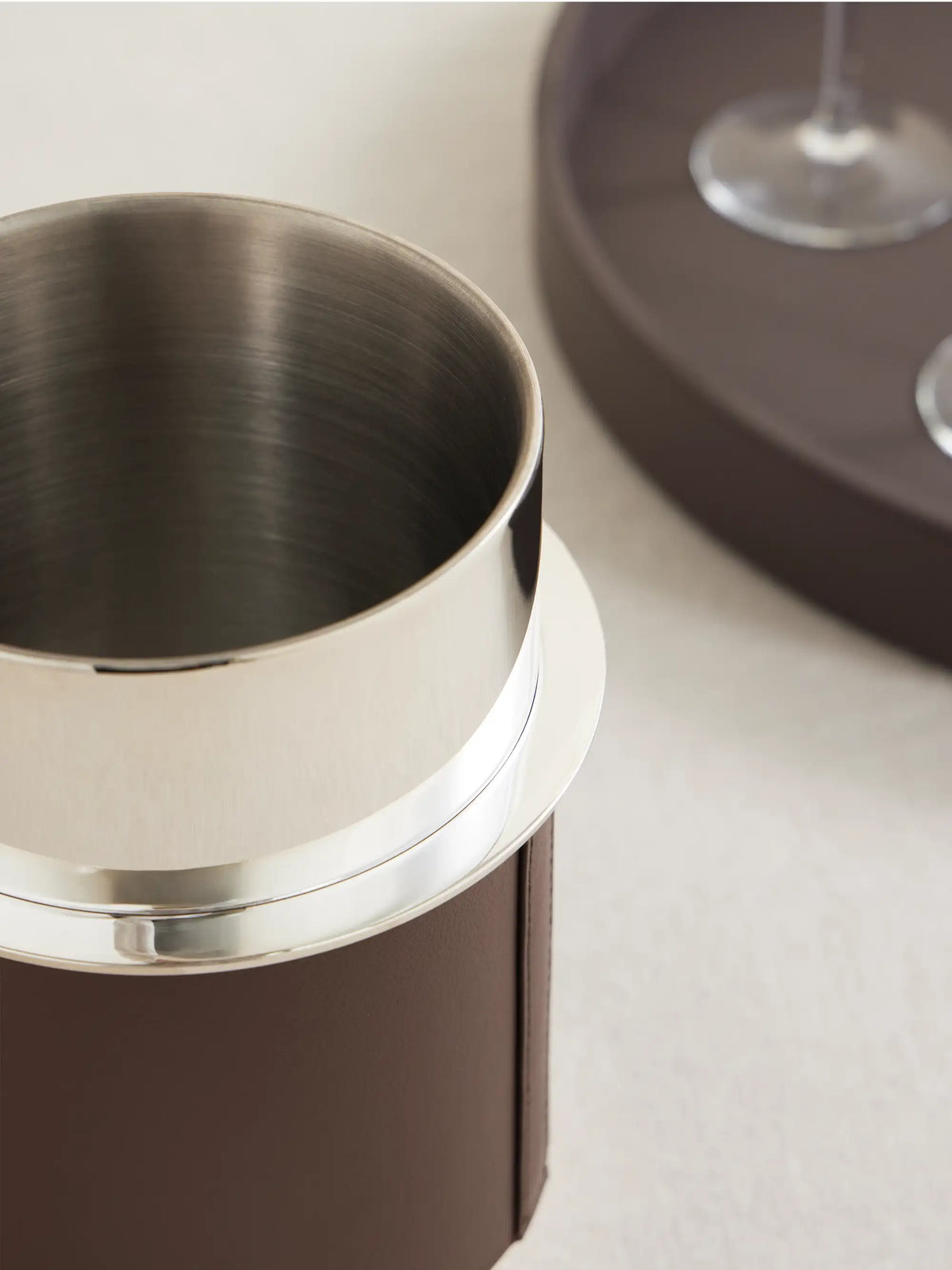 Leather-trimmed Silver-plated Wine Cooler