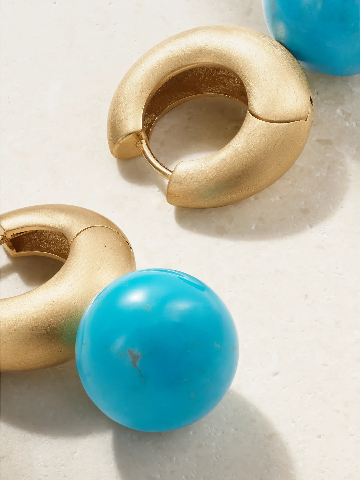 Gumball Puffed Huggies 18-karat Gold Turquoise Earrings