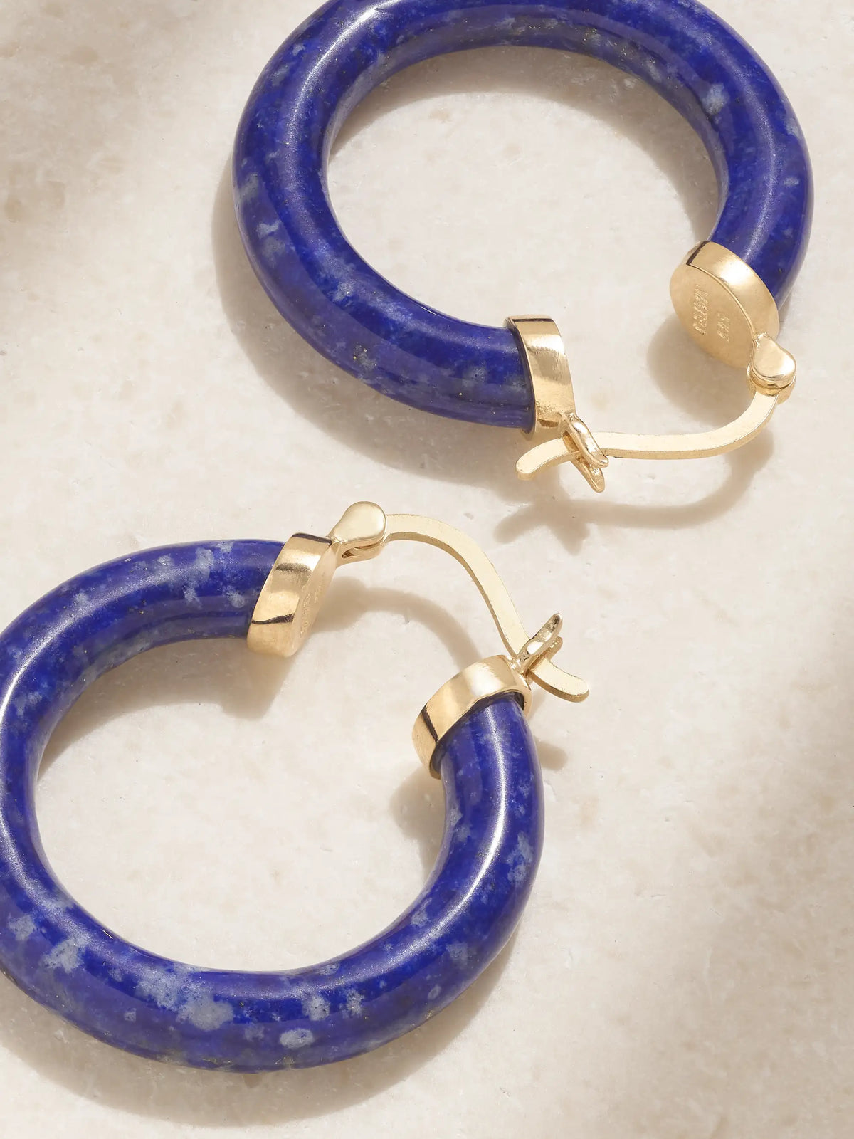14-karat Gold Lapis Lazuli Hoop Earrings
