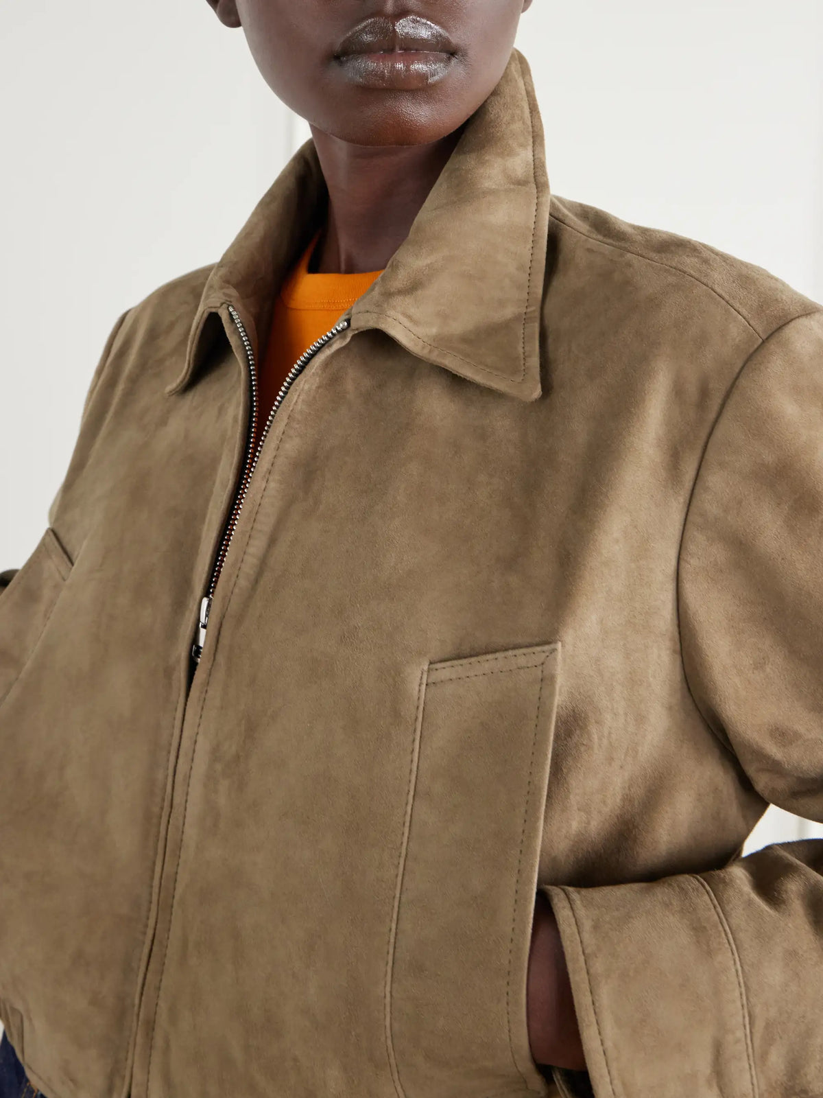 AGOLDE Nahla Cropped Suede Jacket