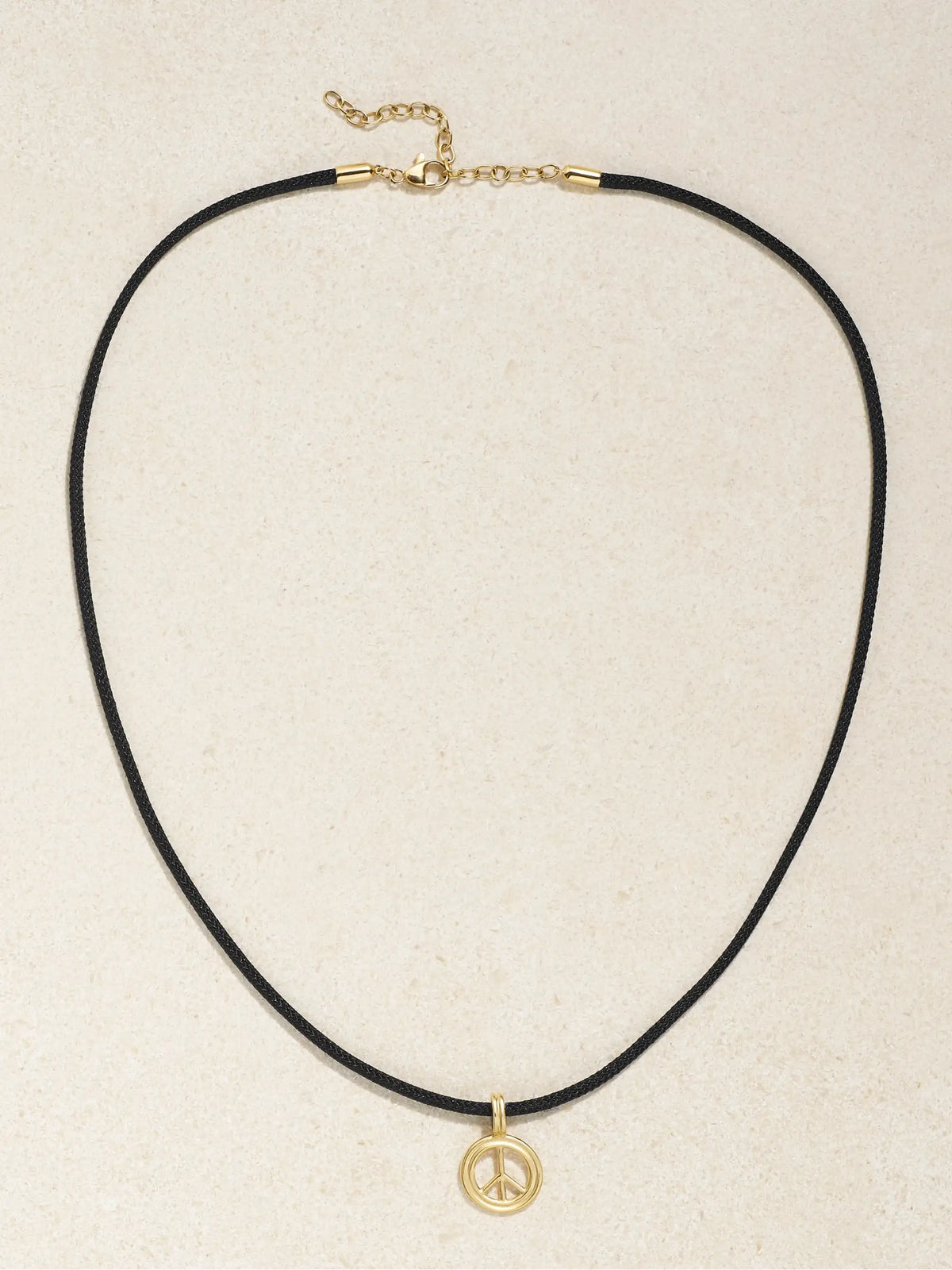 STONE STRAND Large Peace 14-karat Gold And Cord Choker