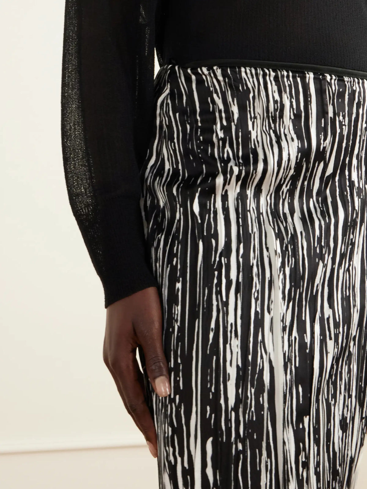 Brandon Maxwell The Sinclair Sequin-embellished Printed Pleated Satin Midi Skirt