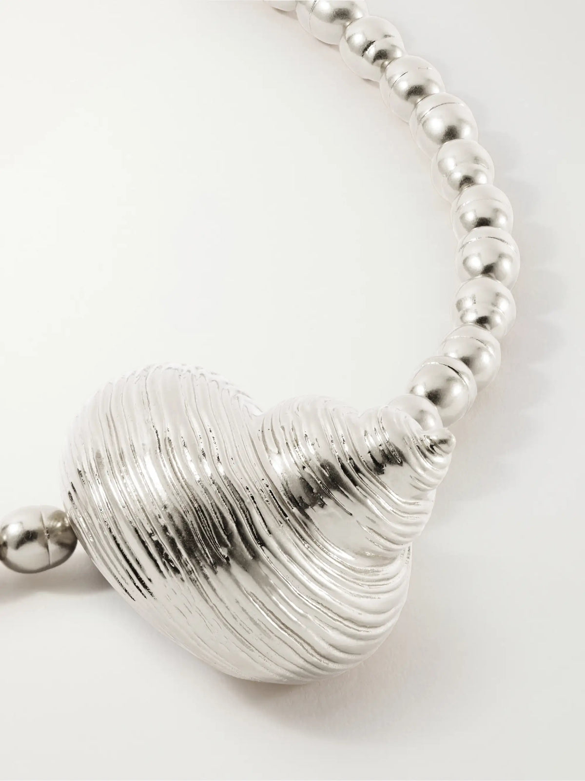 Mykonos Rhodium-pleated Beaded Necklace