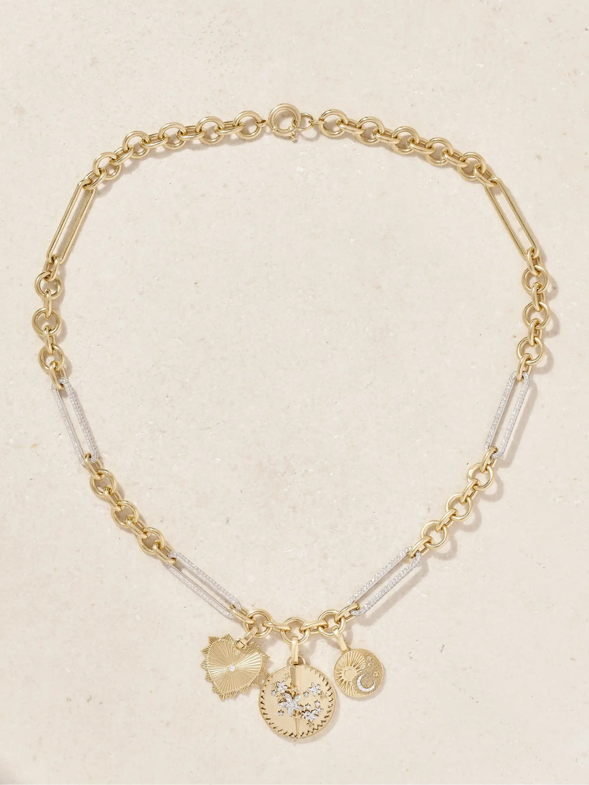 Resilience, Balance And Radiating Heart 18-karat Yellow And White Gold Diamond Necklace