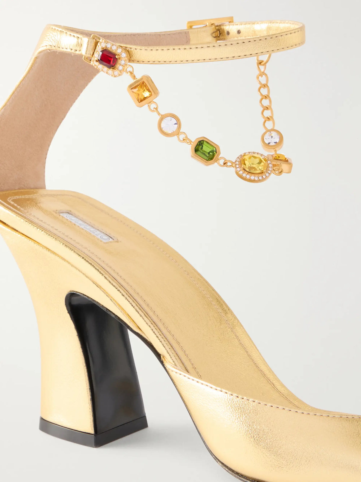 NODALETO Nodstalgia Gemma 90 Crystal-embellished Metallic-leather Sandals
