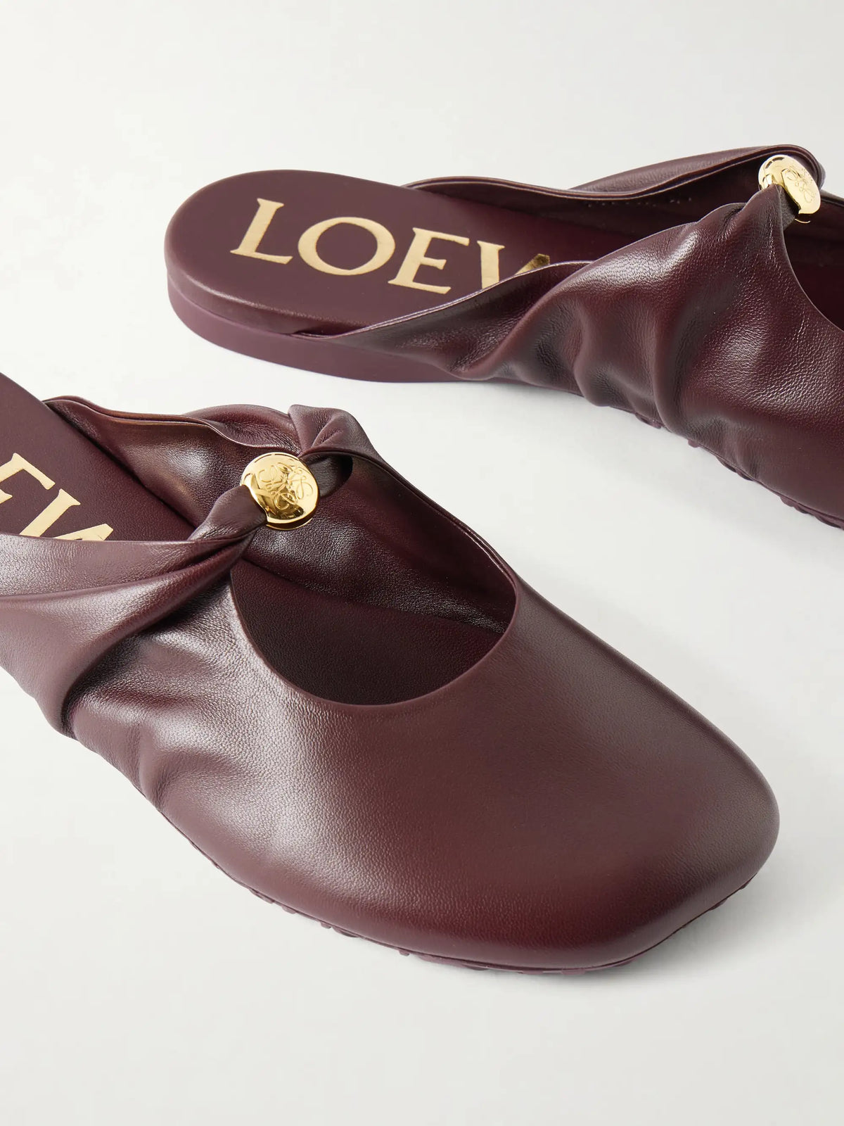 Pebble Embellished Leather Mules