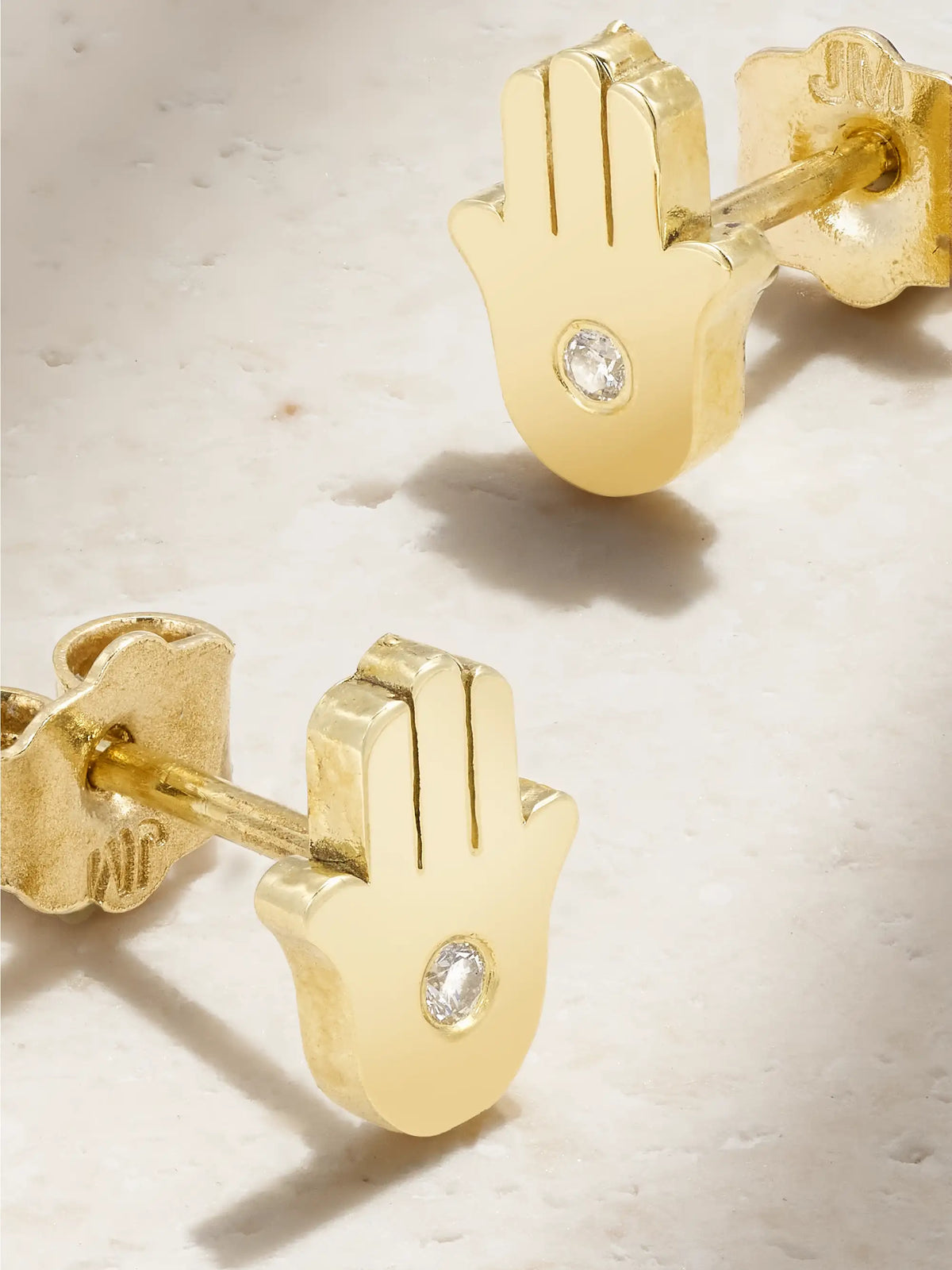 Mini Hamsa 18-karat Gold Diamond Earrings