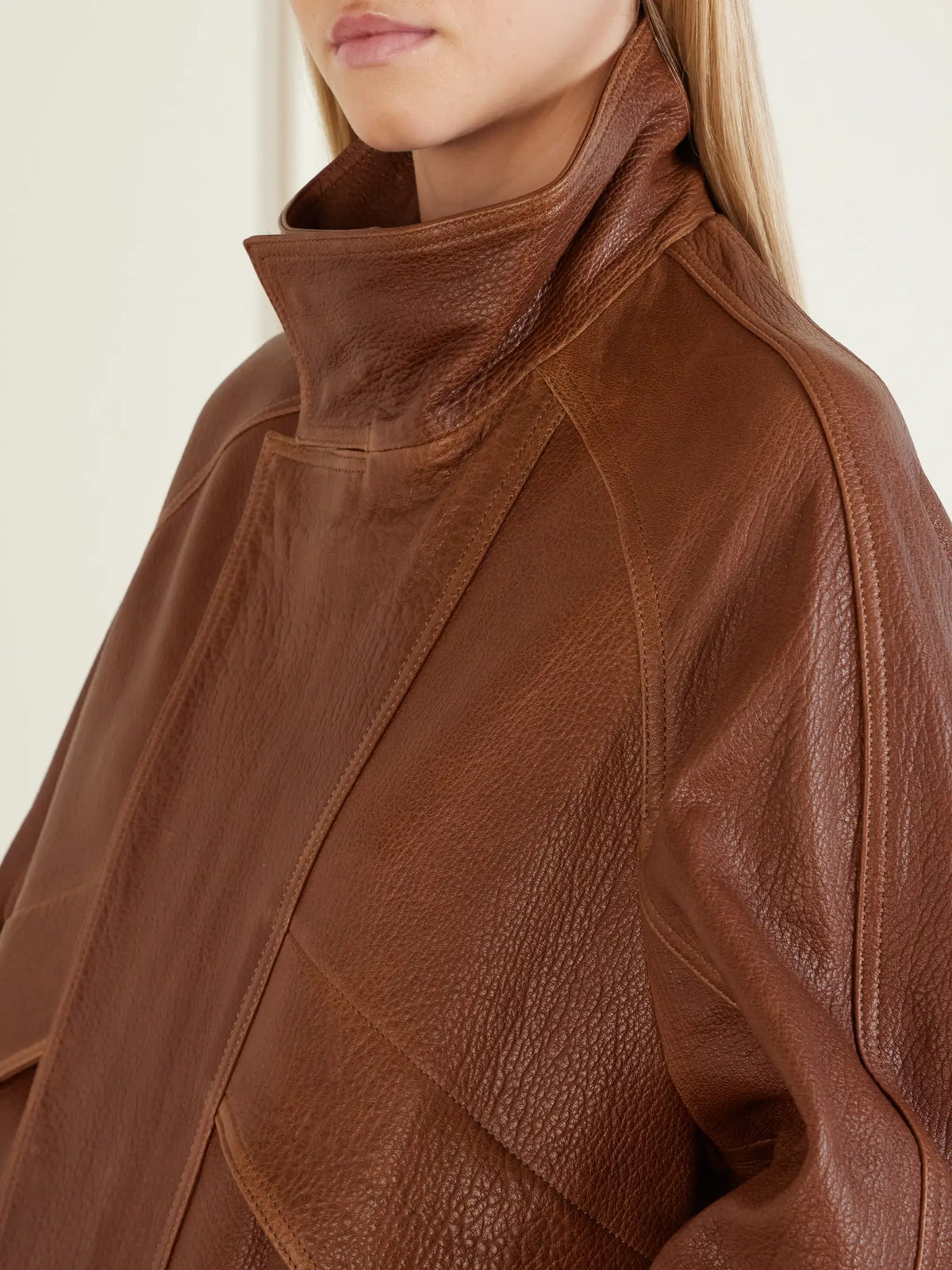 Nour Hammour Ariste Oversized Paneled Leather Jacket