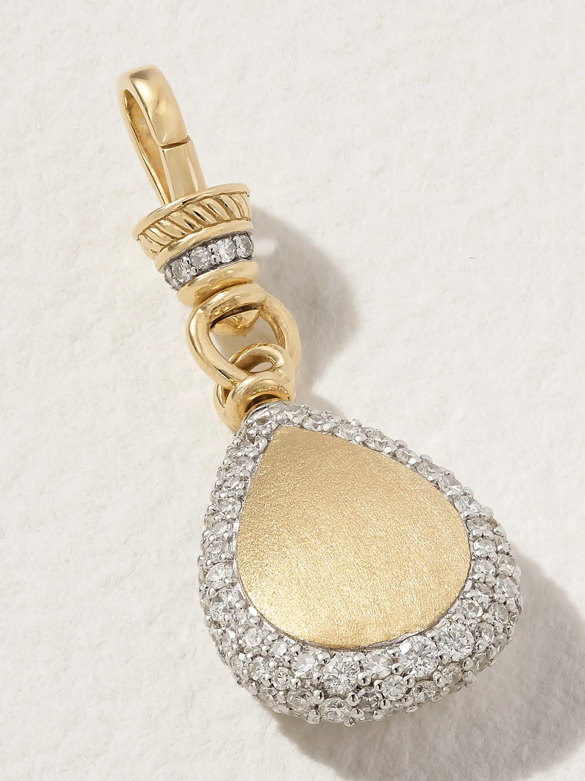 Pear Pocket Watch Rhodium-plated 14-karat Gold Diamond Charm