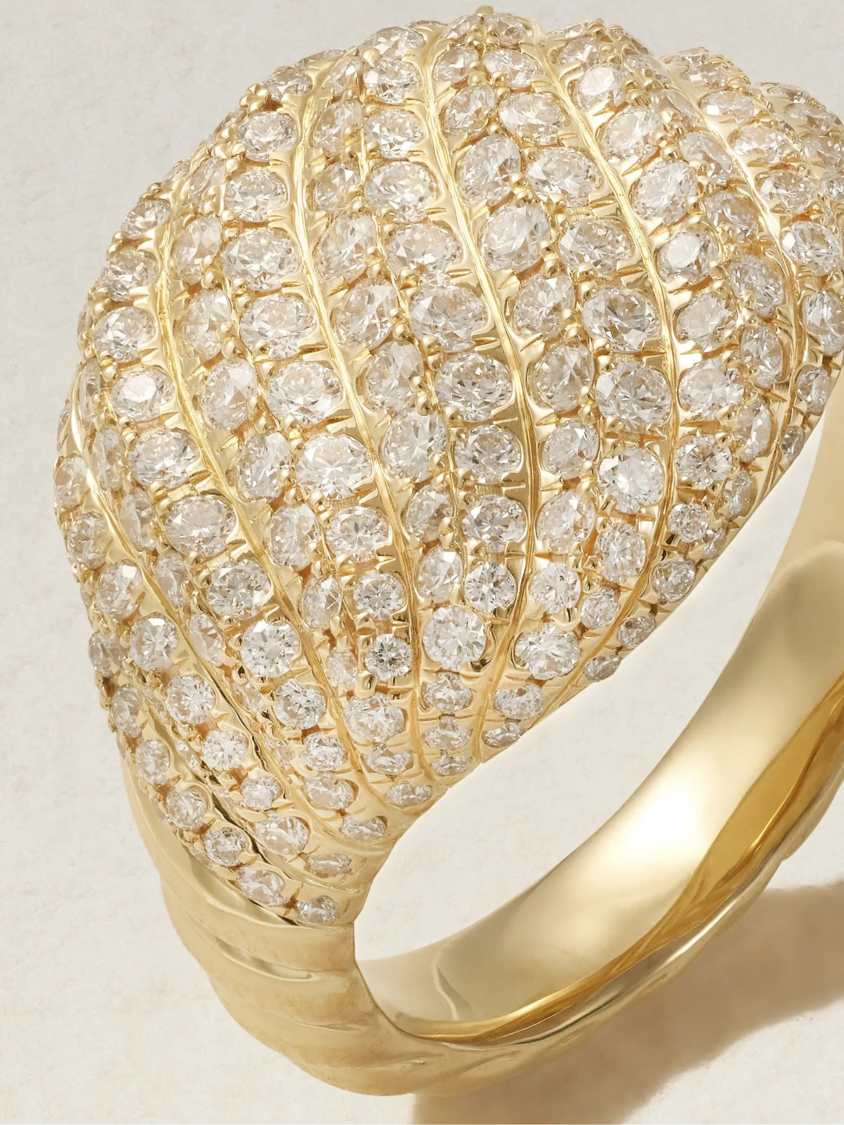 Sculpted Cable 18-karat Gold Diamond Pinky Ring