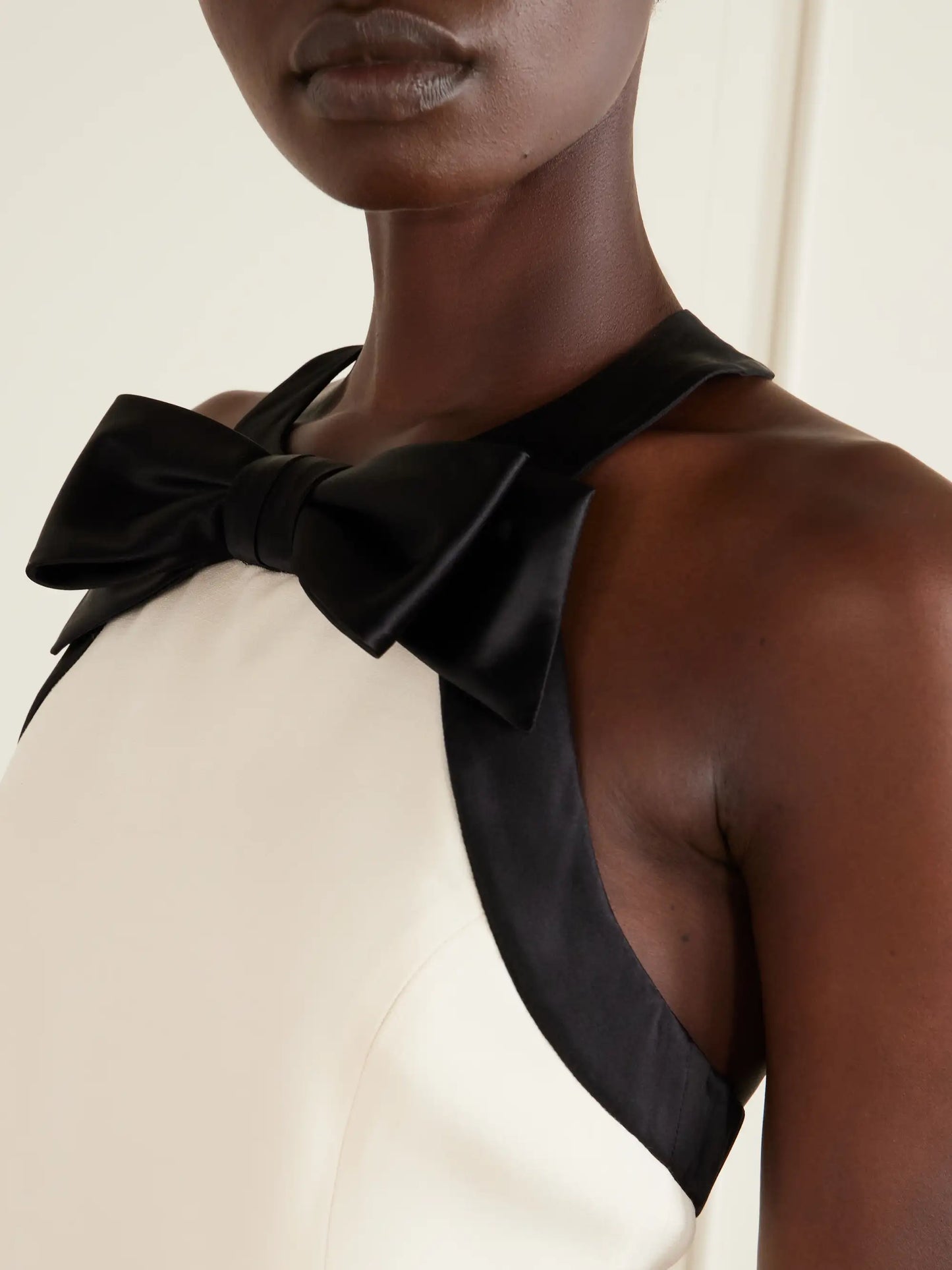 Bow-detailed Satin-trimmed Wool And Silk-blend Crepe Mini Dress