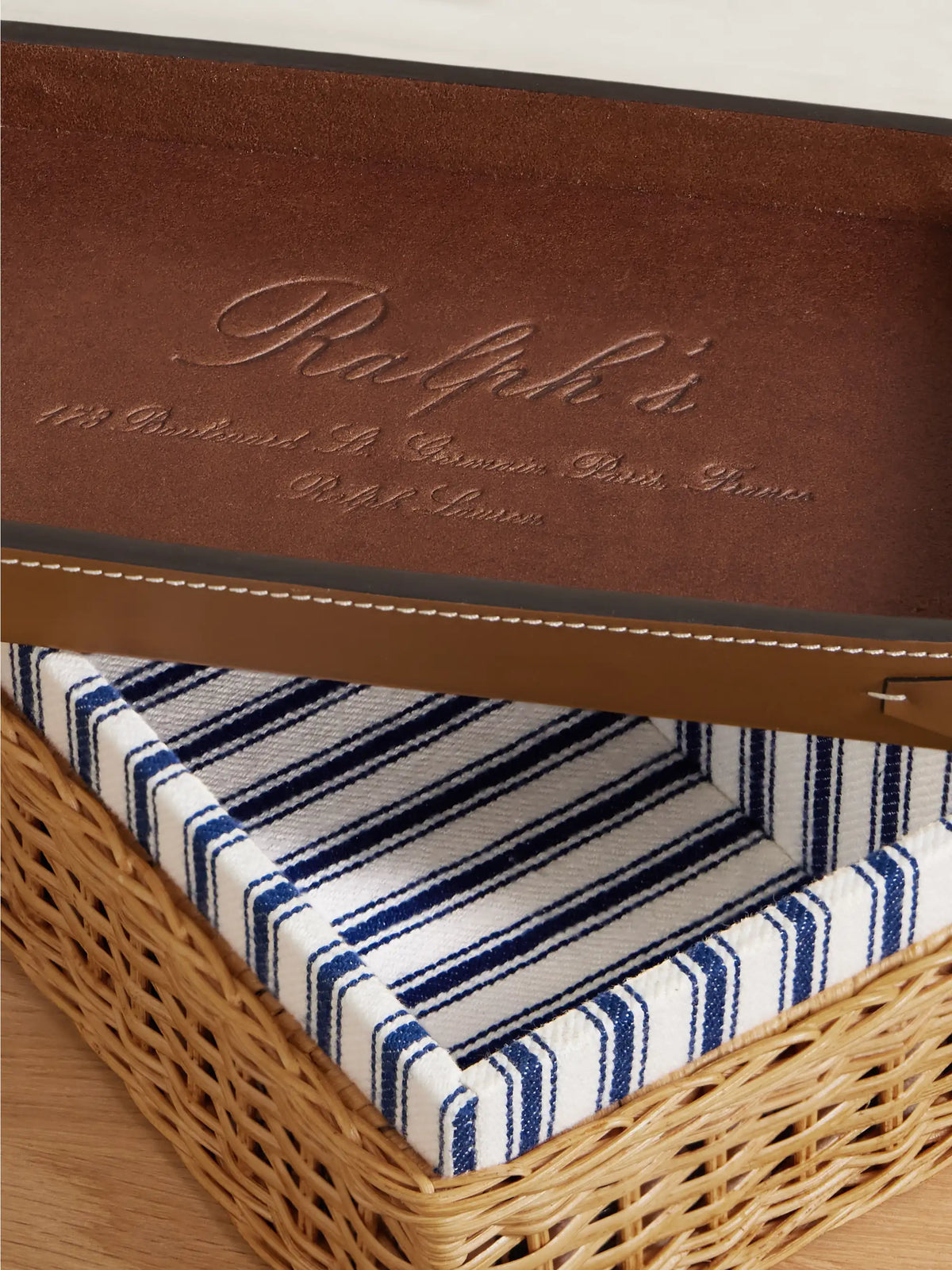 Bailey Small Wicker And Embossed Leather Box