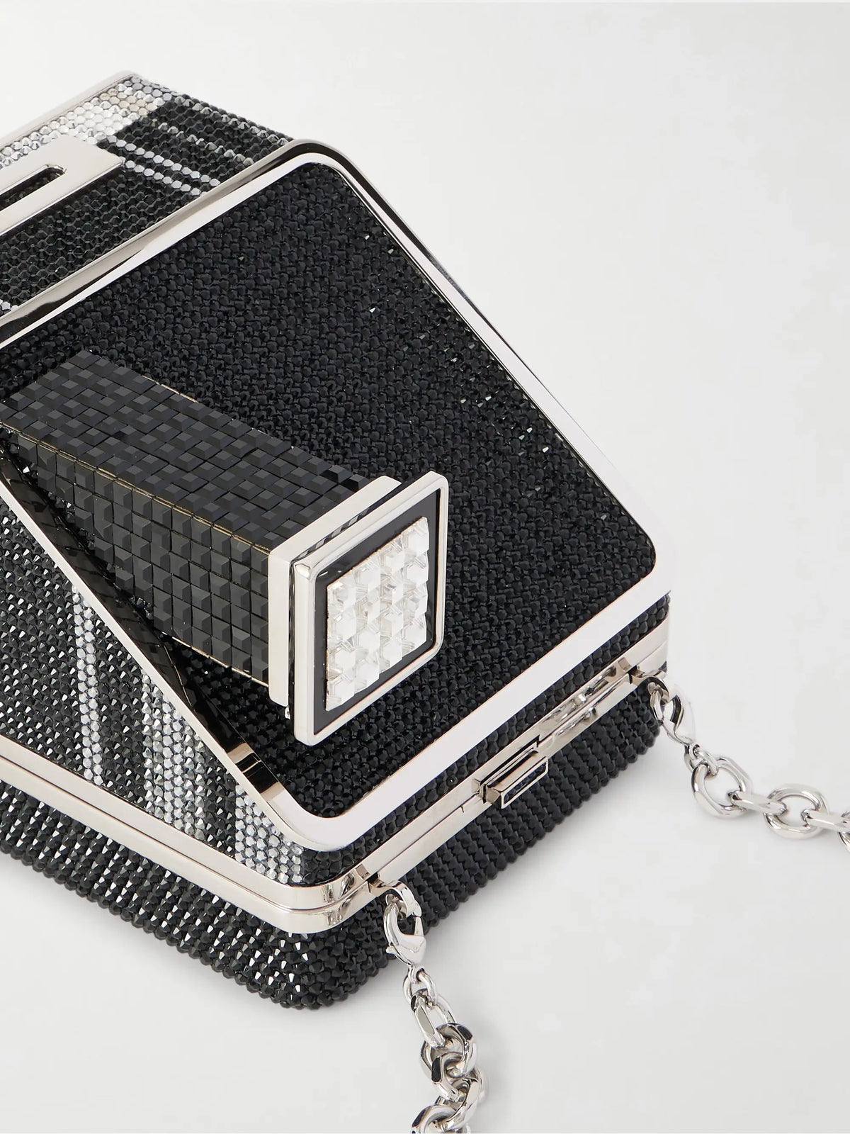 Image Crystal-embellished Silver-tone Clutch