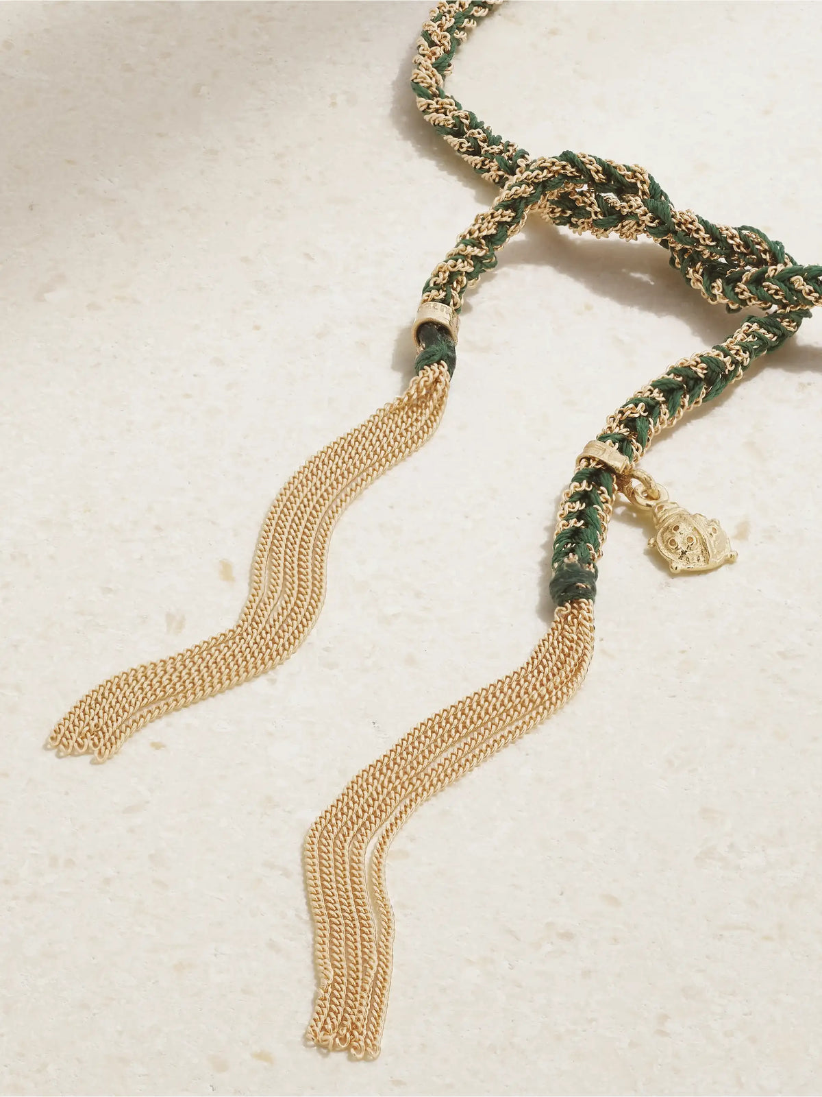 Lucky Fortune + Ladybug 18-karat Gold And Silk Bracelet