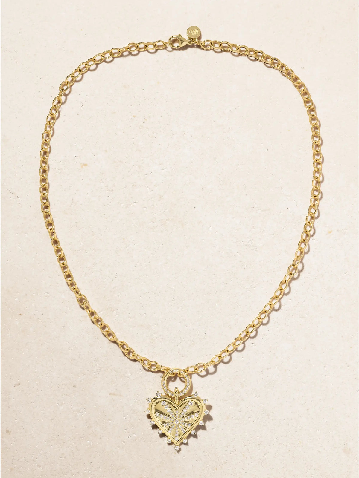Small Spiked Pavé 14-karat Gold Diamond Necklace