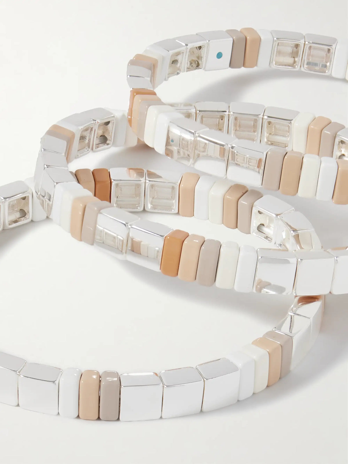 The Quiet Time Set Of Three Silver-tone Enamel Bracelets