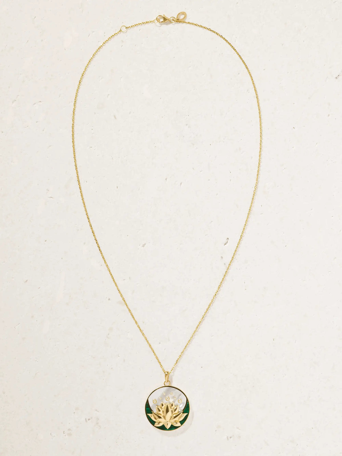 Lotus Moon 18-karat Gold Multi-stone Necklace