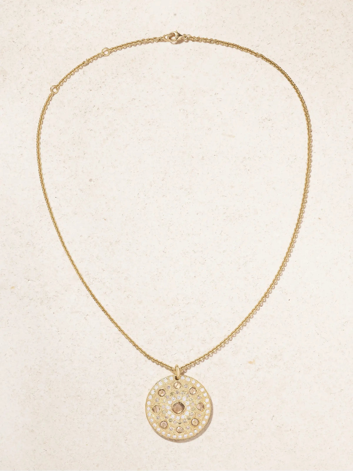 Talisman Medal Large 18-karat Gold Diamond Necklace