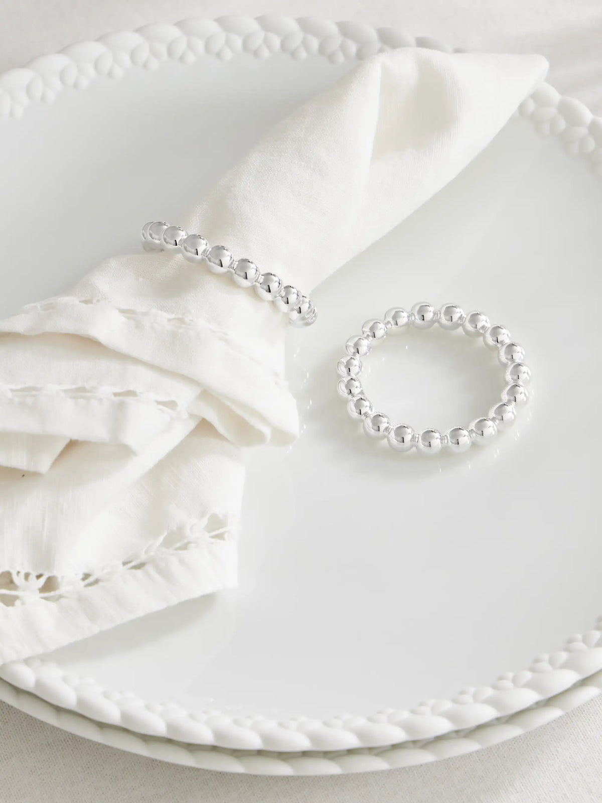 Perles Set Of Two Silver-plated Napkin Rings