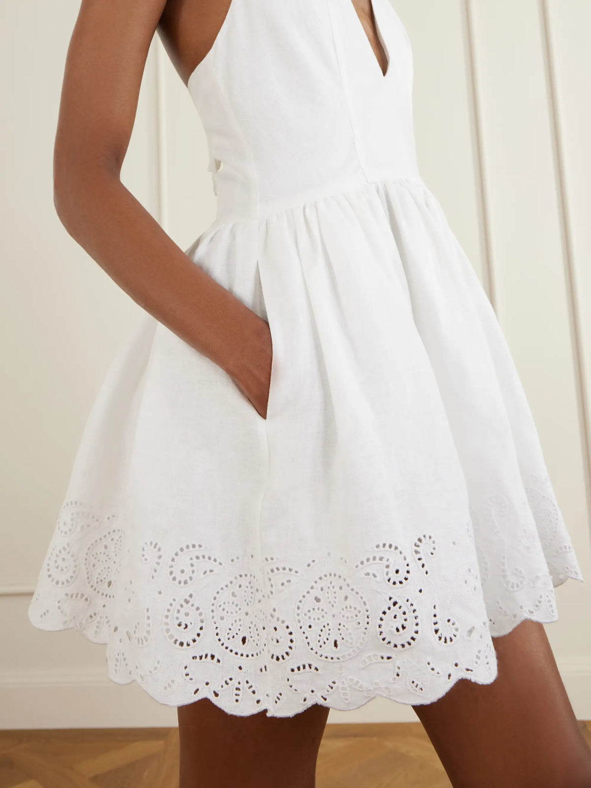 Grazia Gathered Linen Mini Dress