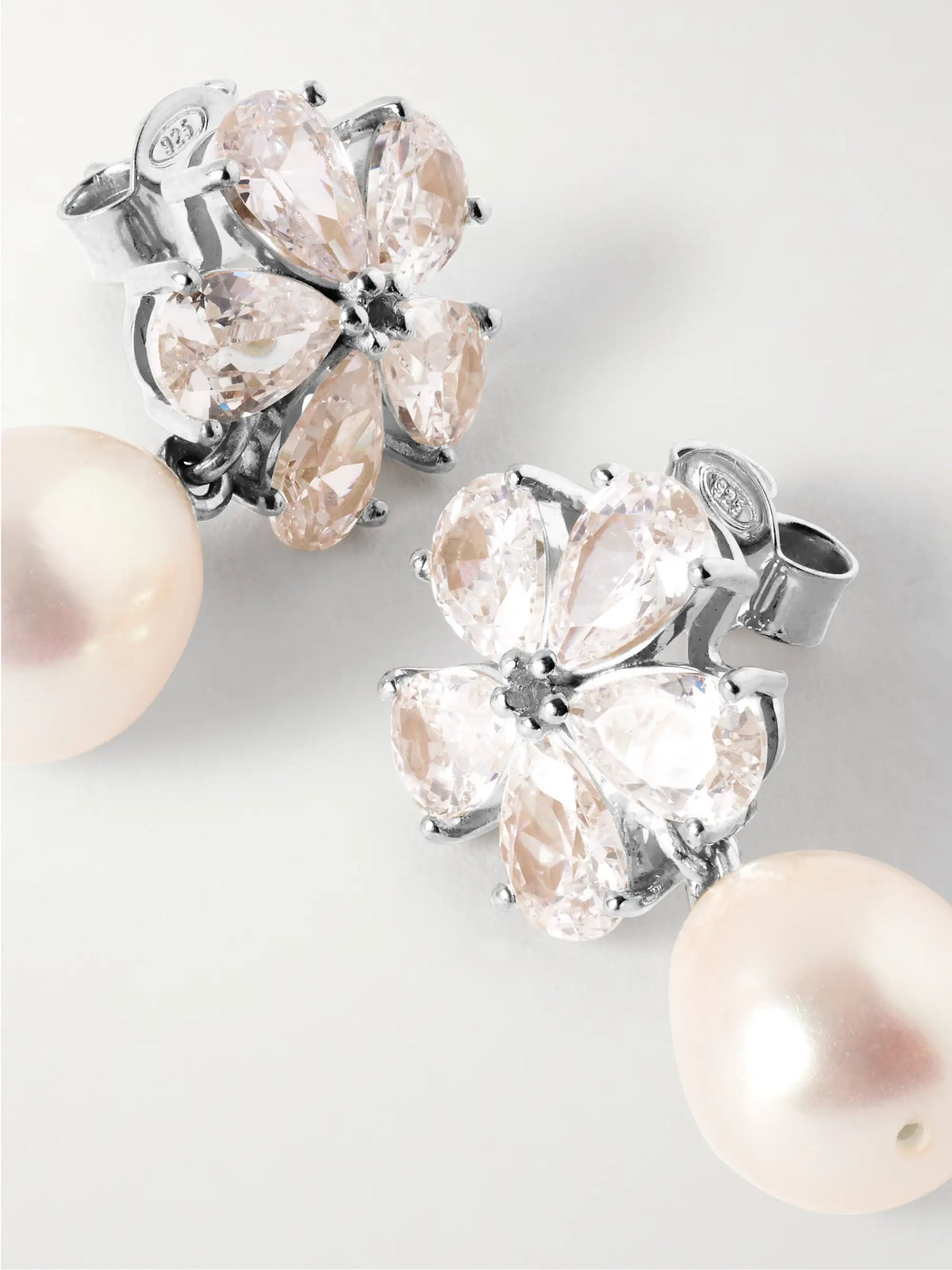 Gold-plated, Cubic Zirconia Pearl Earrings