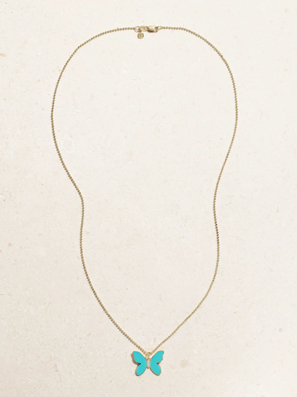 Butterfly 14-karat Gold, Enamel And Diamond Necklace
