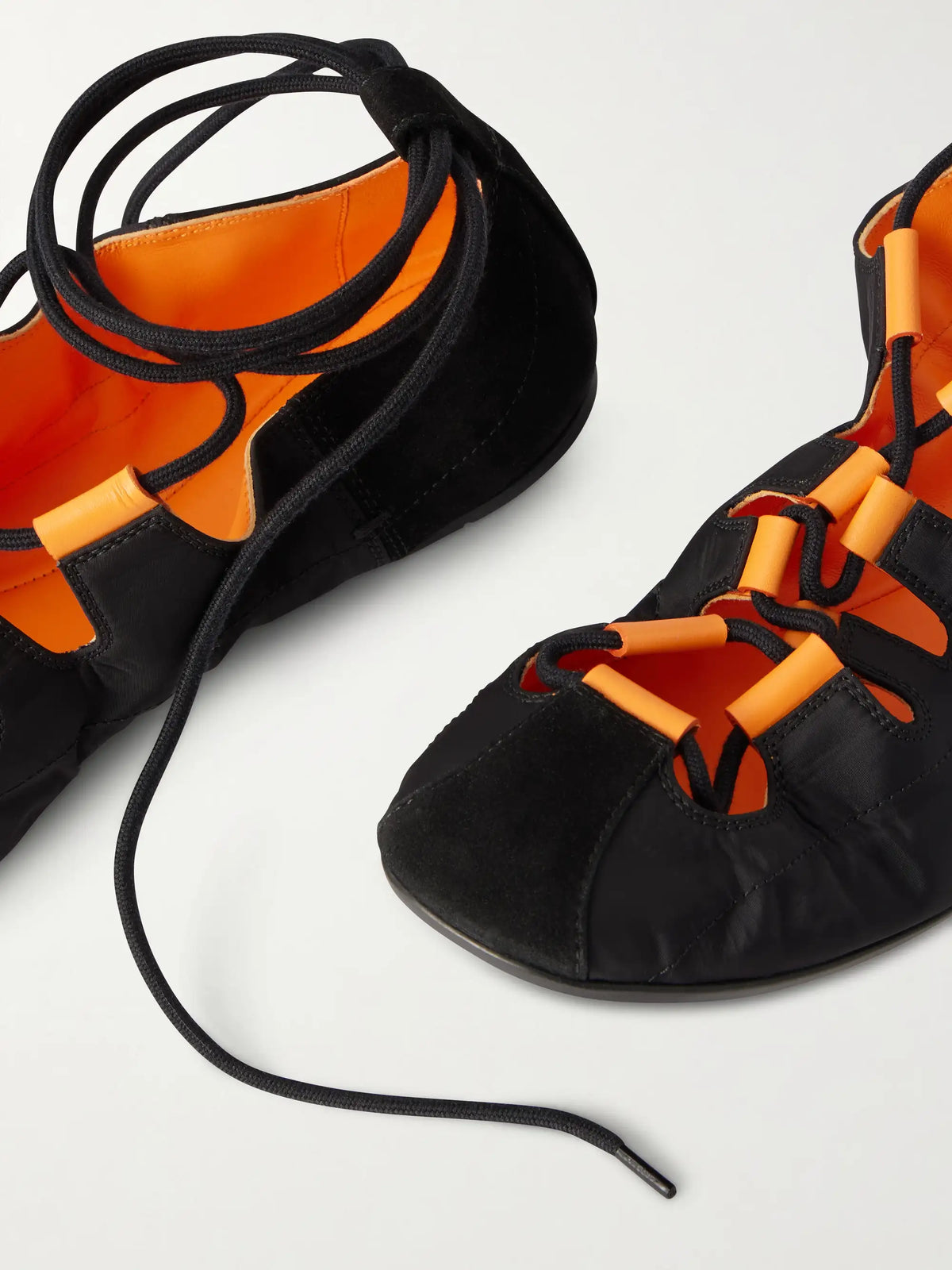 Suede-trimmed Shell Ballet Flats