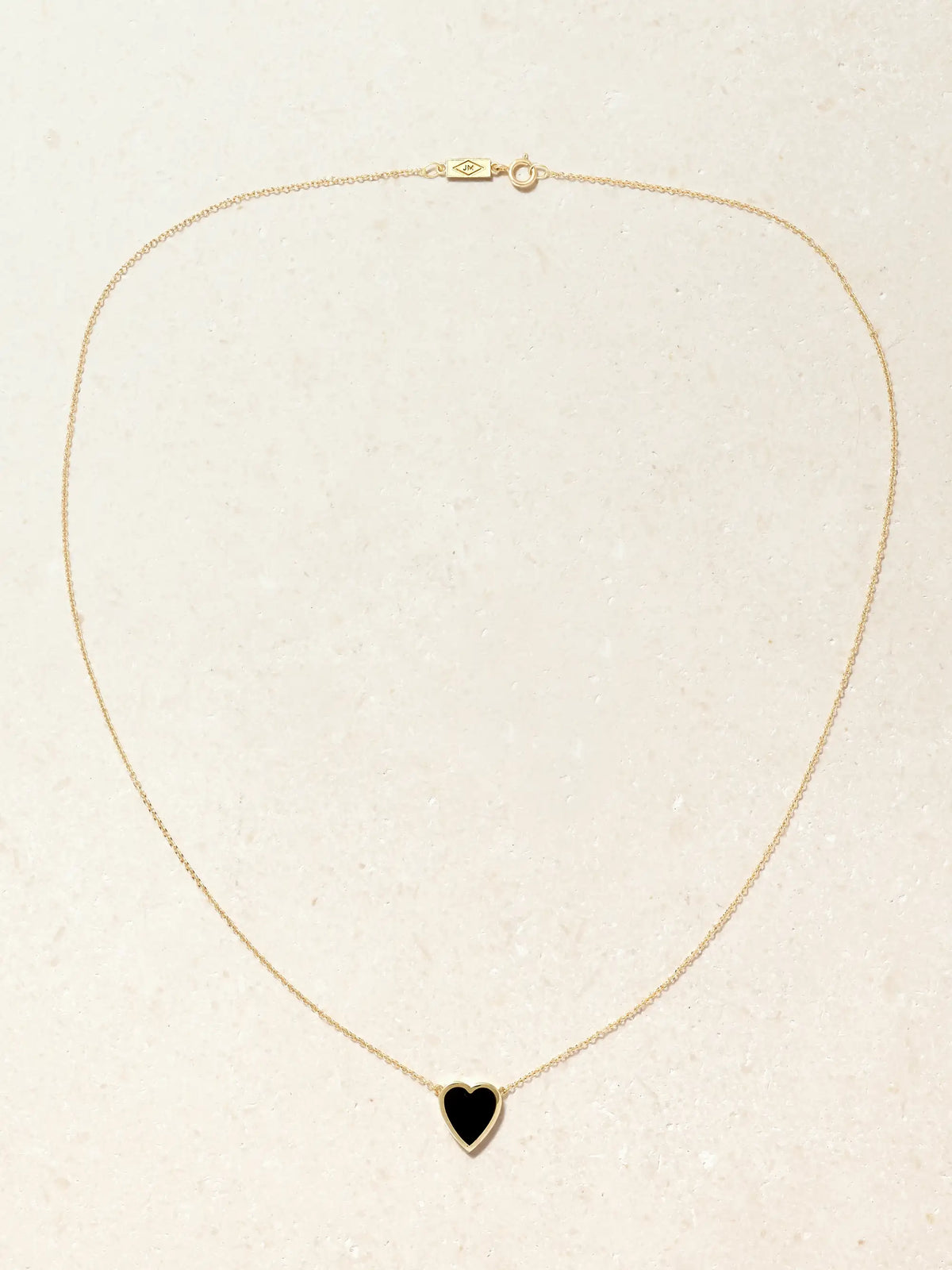 Mini Heart 18-karat Gold Onyx Necklace