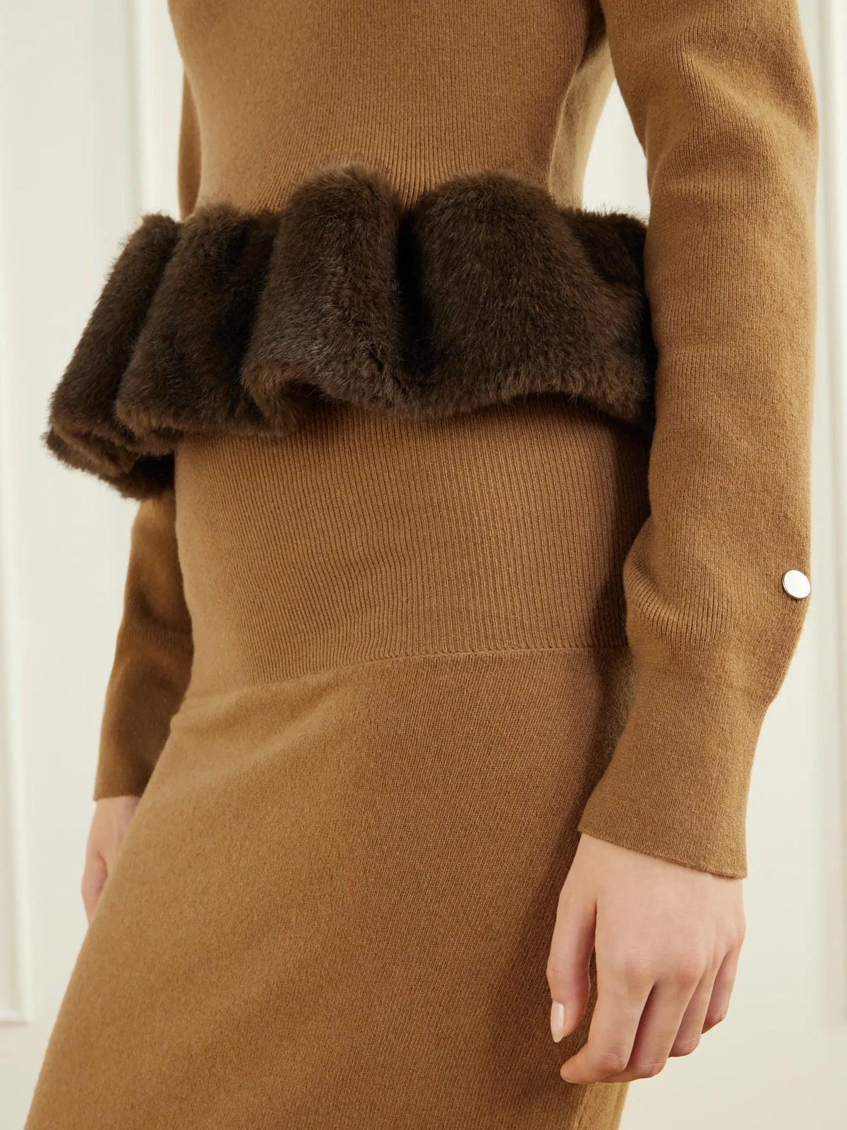 Stella McCartney Shearling-trim Wool-blend Cardigan