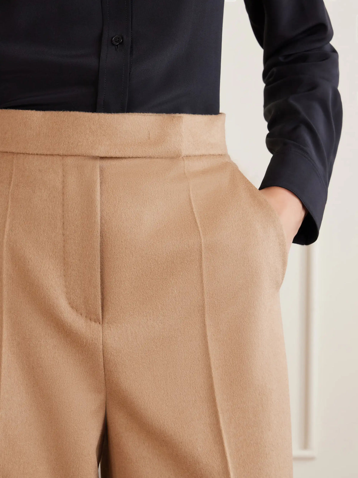 Max Mara Camel Wool Wide-leg Pants