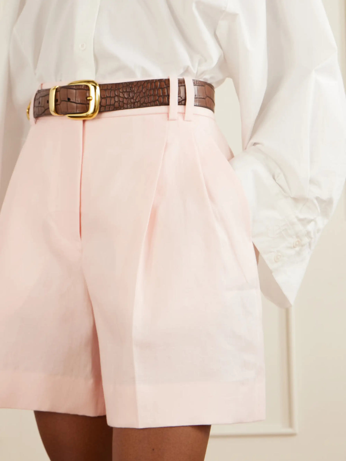Pleated Linen Shorts