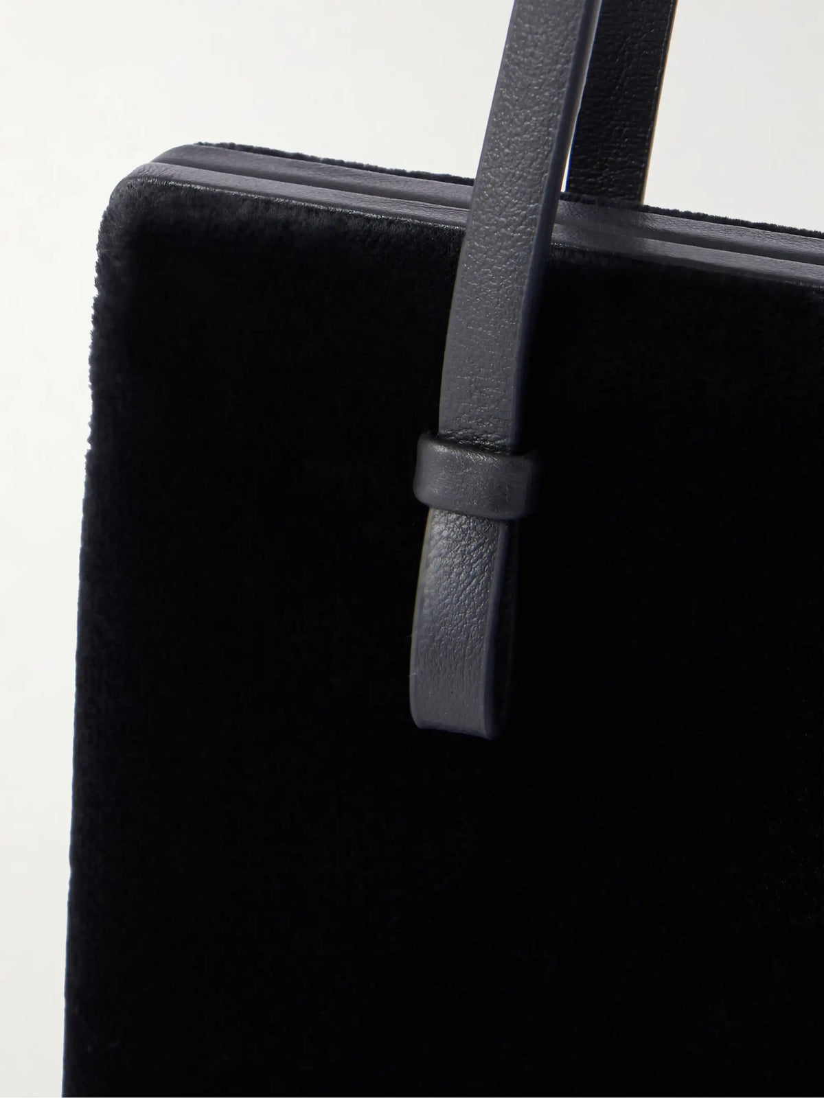 Leather-trimmed Velvet Shoulder Bag