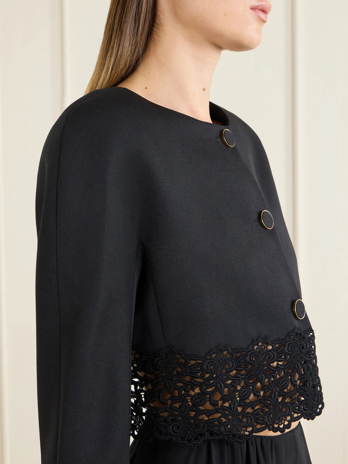 Lace-embroidered Wool Evening Jacket