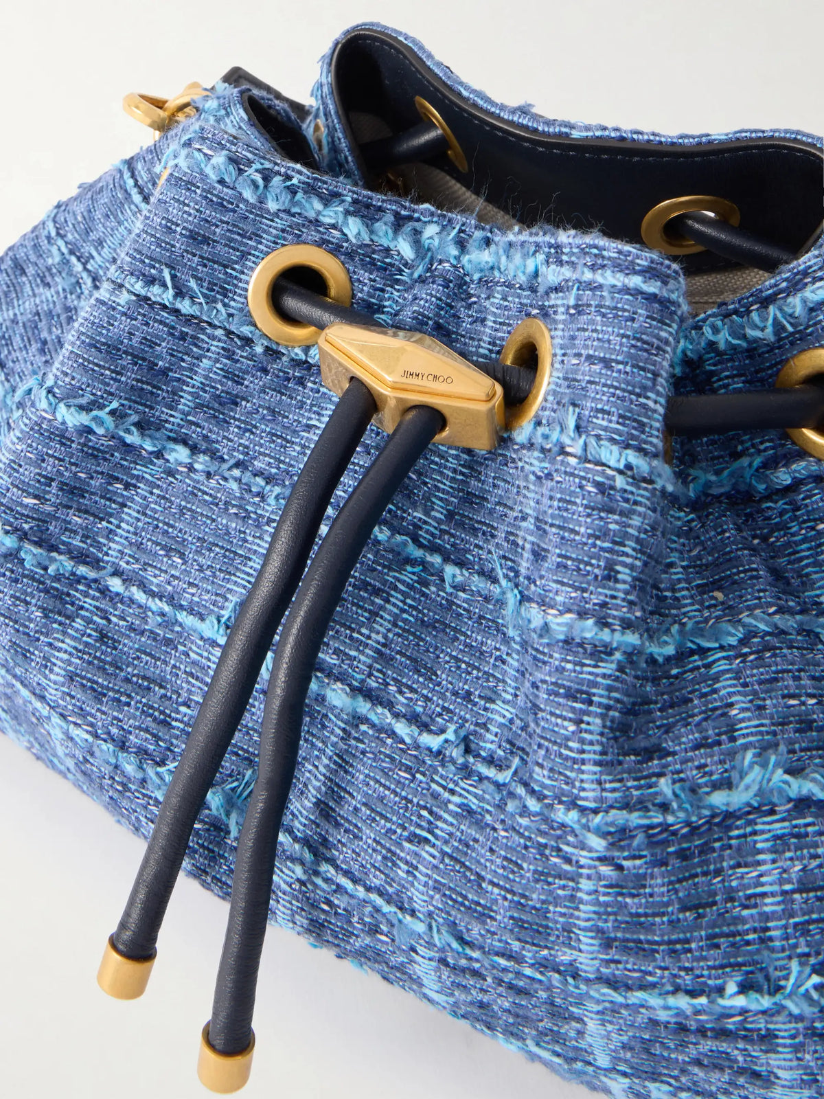 Cinch Medium Leather-trimmed Denim Shoulder Bag