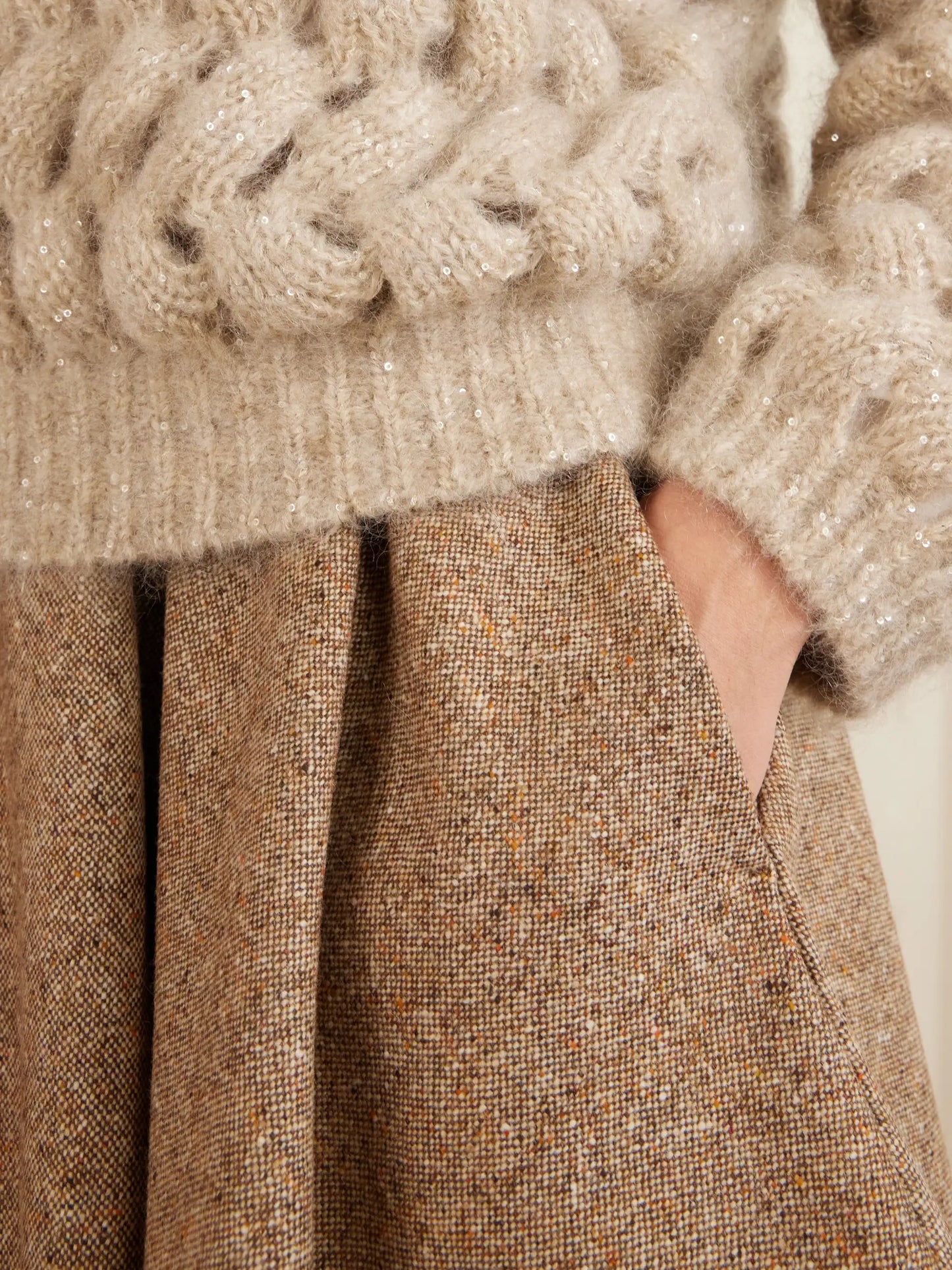 Pleated Wool-blend Tweed Mini Skirt