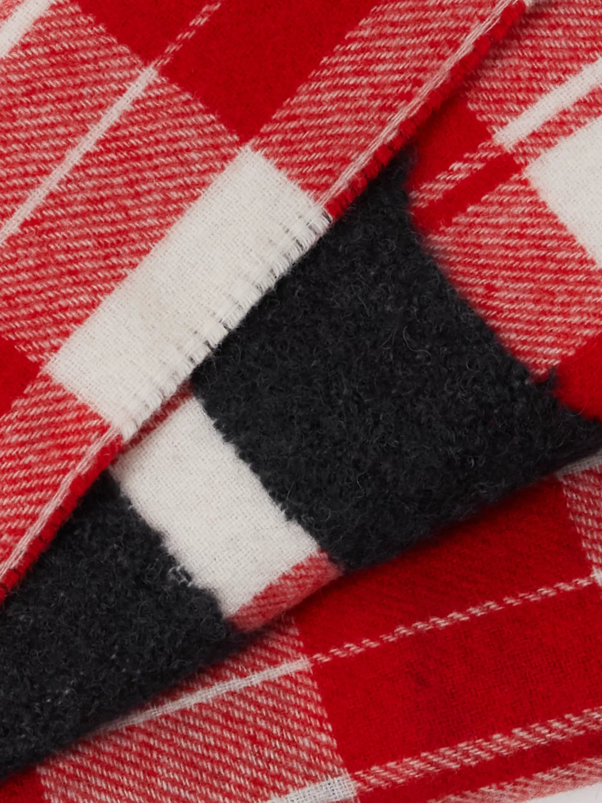Fringed Appliquéd Checked Wool-blend Scarf