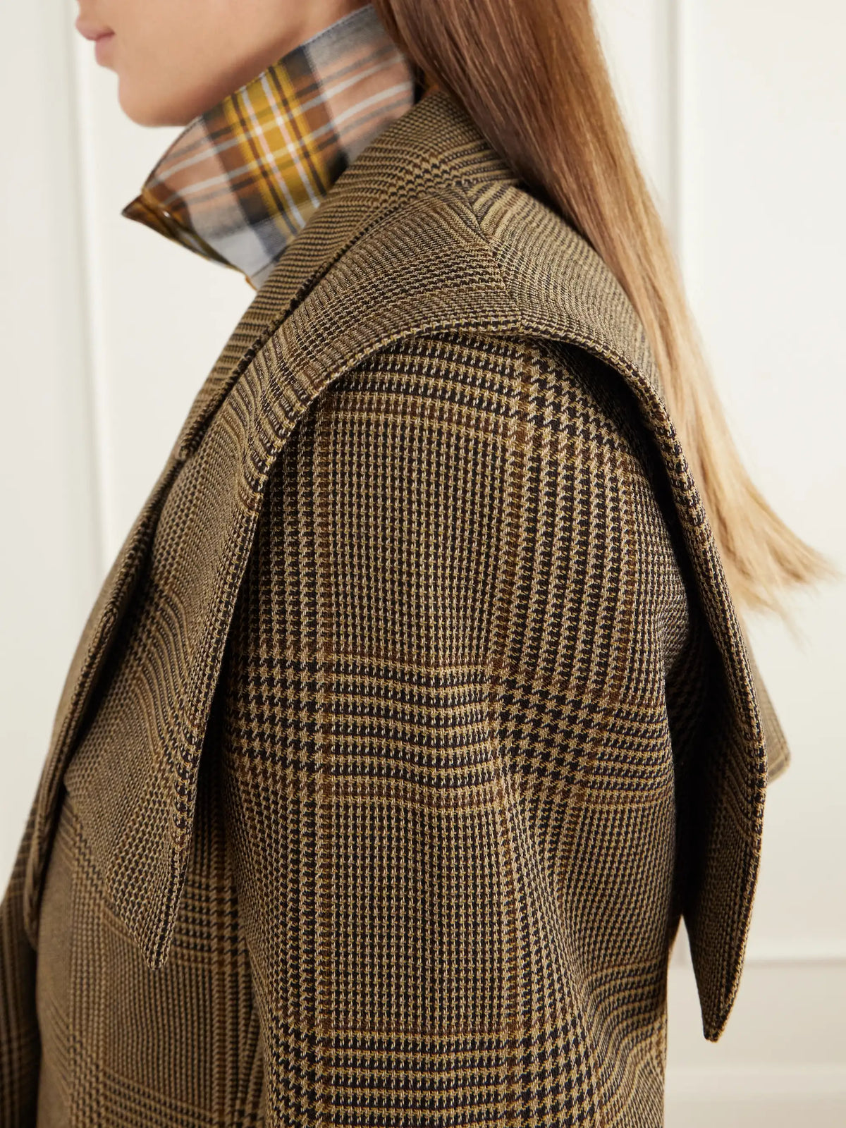 Chloé Cape-detailed Prince Of Wales Checked Virgin Wool-crepe Blazer