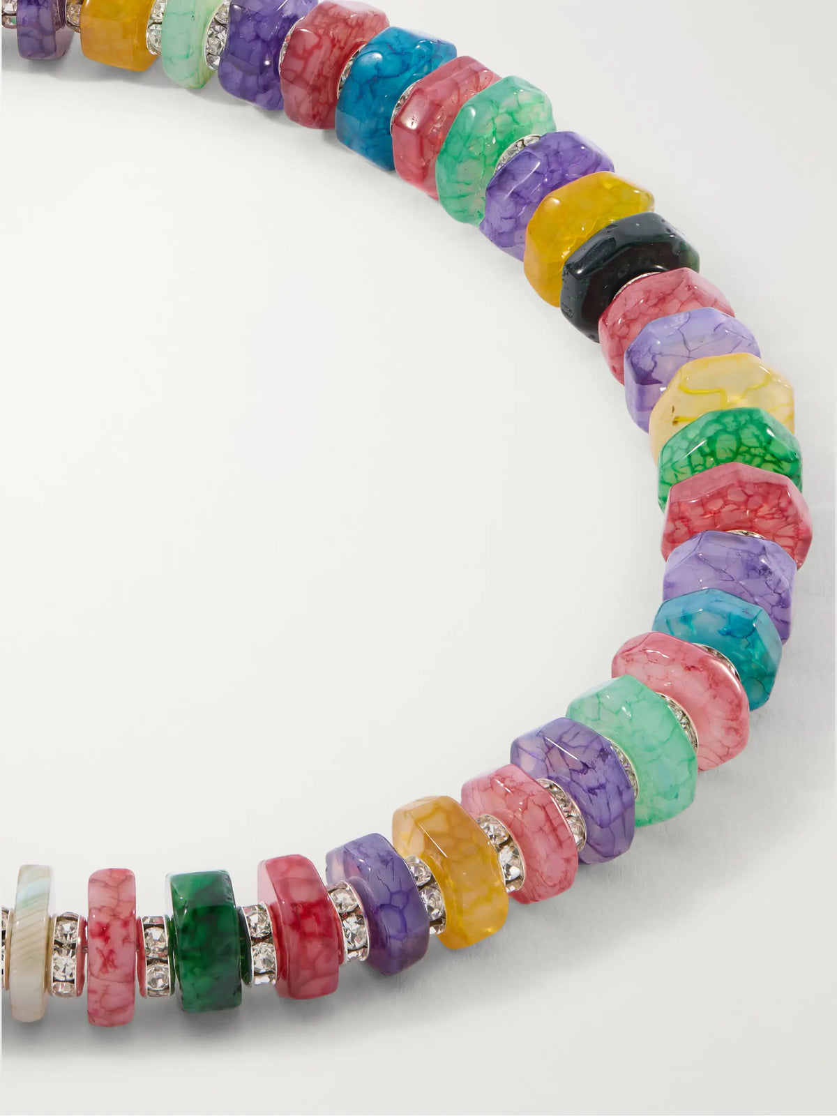 Mira Rhodium-pleated Multi-stone Beaded Necklace