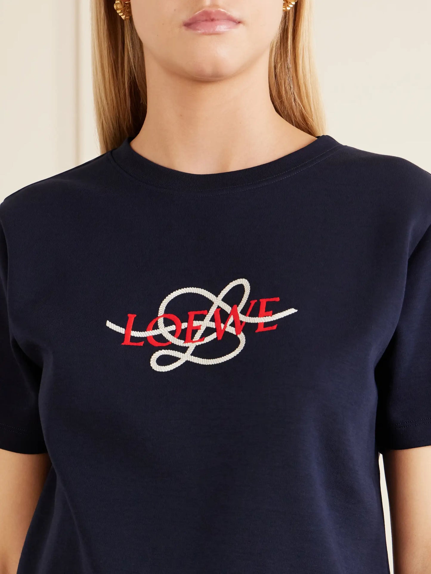 Anagram-embroidered Cotton-blend T-shirt