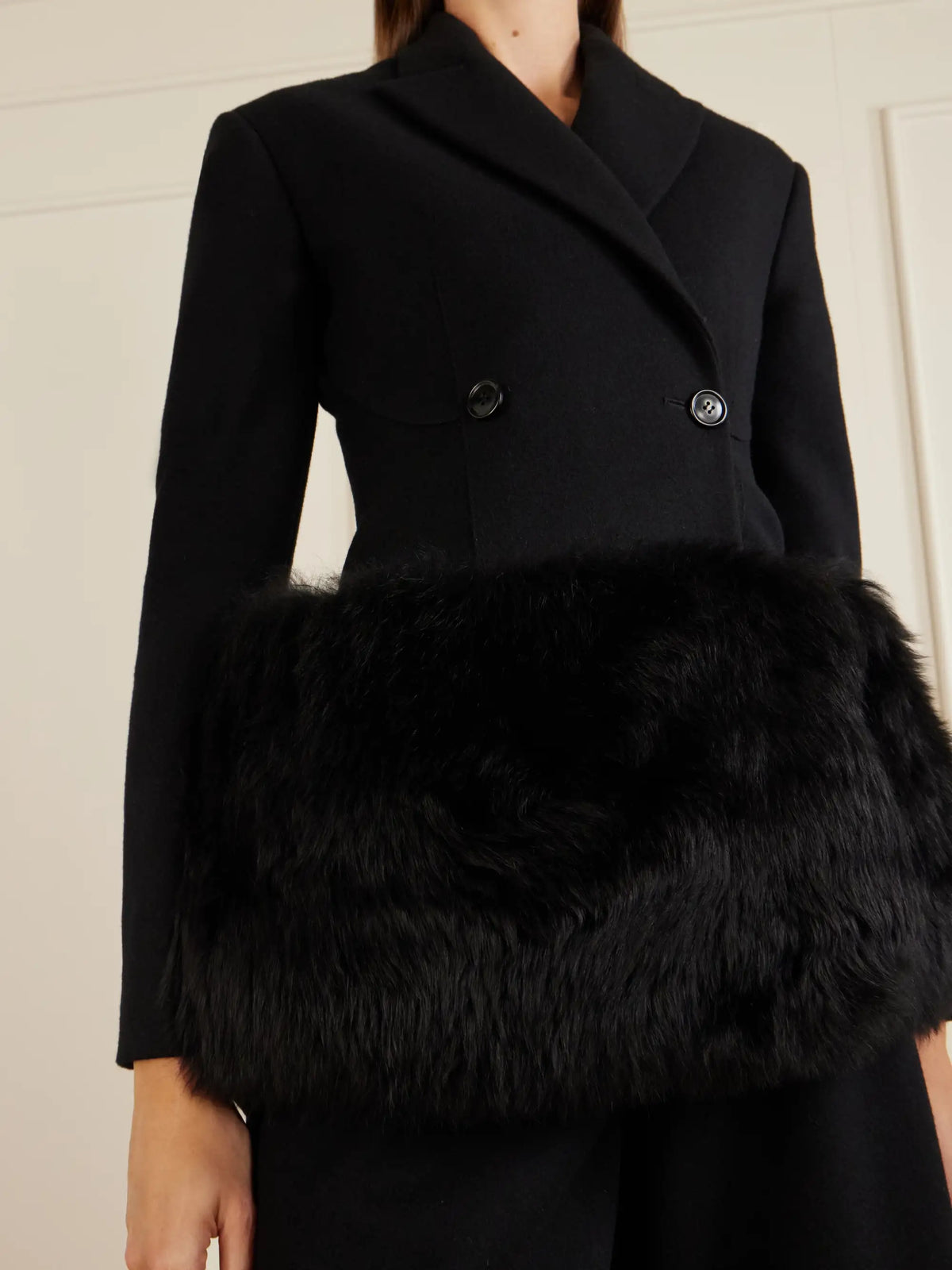 Alaïa Double-breasted Shearling-trimmed Wool Blazer