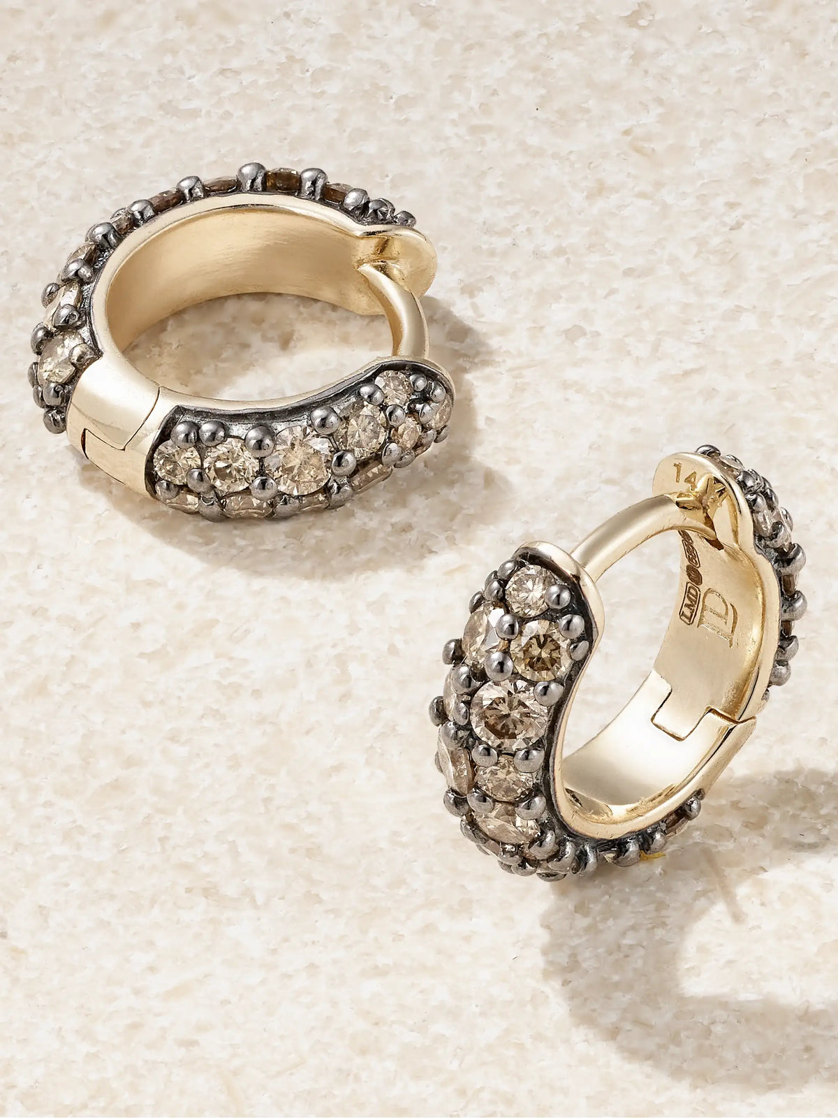 Chubby Rhodium-plated 14-karat Gold And Diamond Hoop Earrings