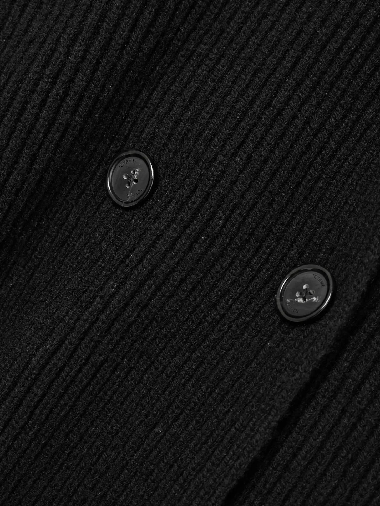 Double-breasted Ribbed Wool Cardigan