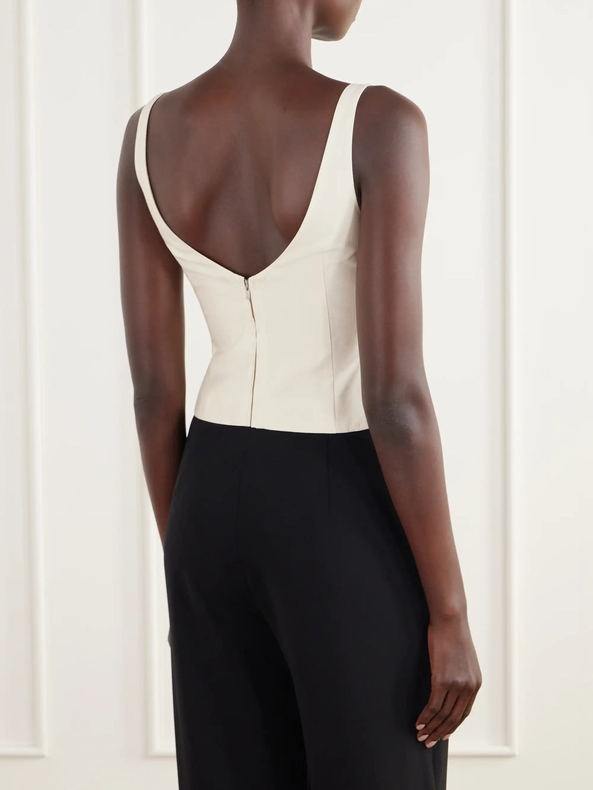 ST. AGNI Draped Tussah Silk-blend Bustier Top