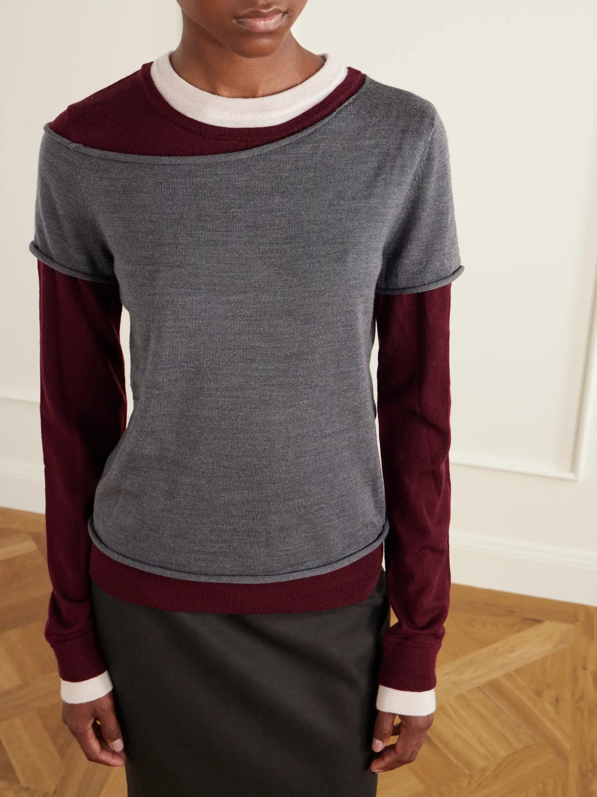 STAUD Sera Layered Wool-blend Sweater