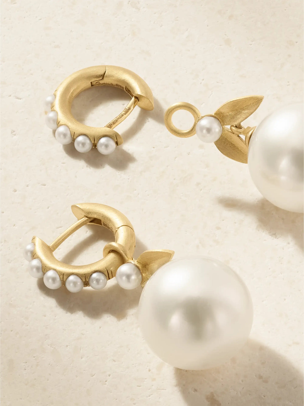 Irene Neuwirth Golden Blossom Vine 18-karat Gold Pearl Earrings
