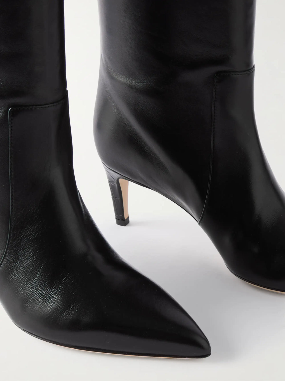 Stiletto 60 Croc-effect Trimmed Leather Knee Boots