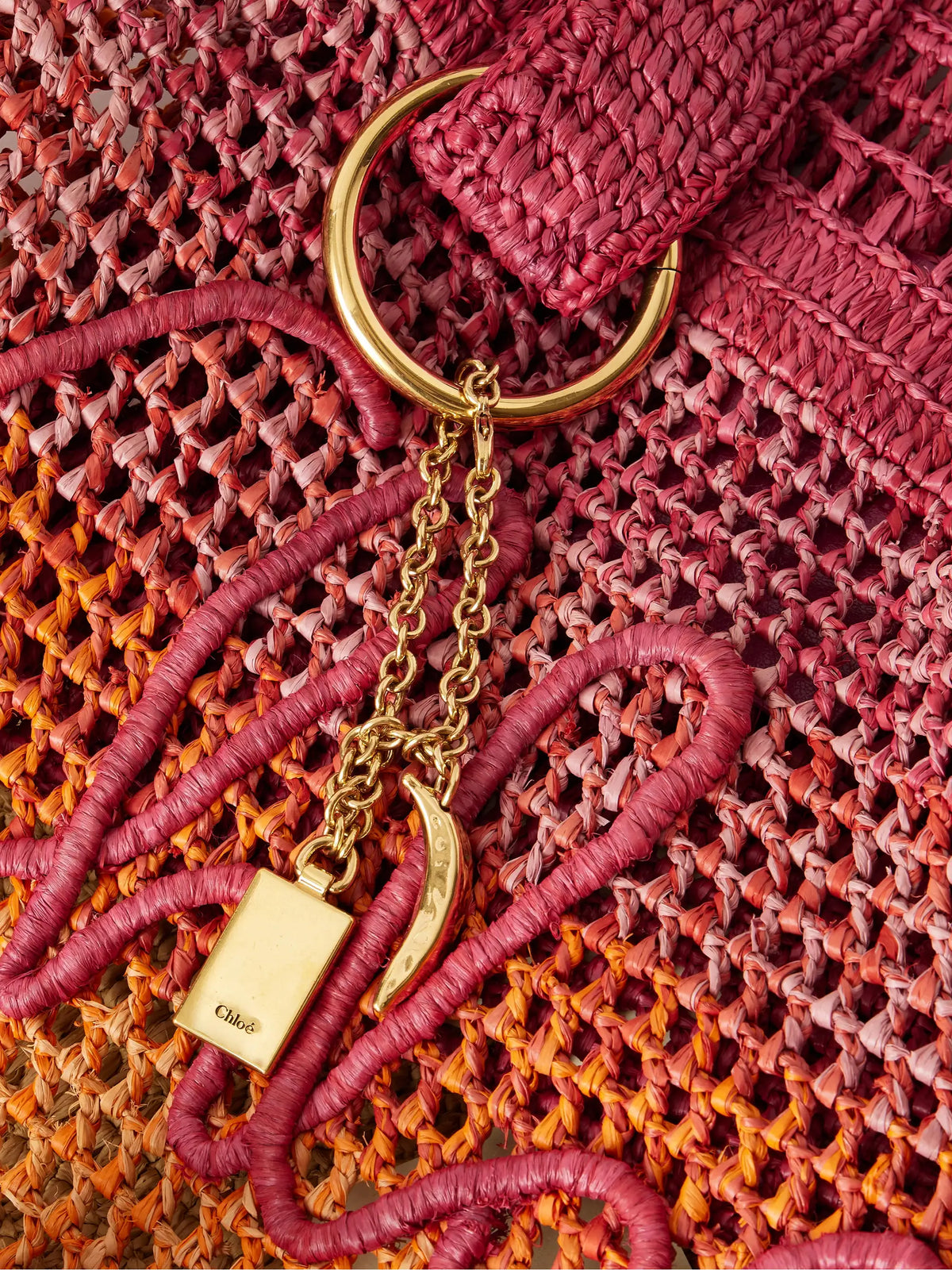 Summer Banana Leather-trimmed Dégradé Raffia Tote