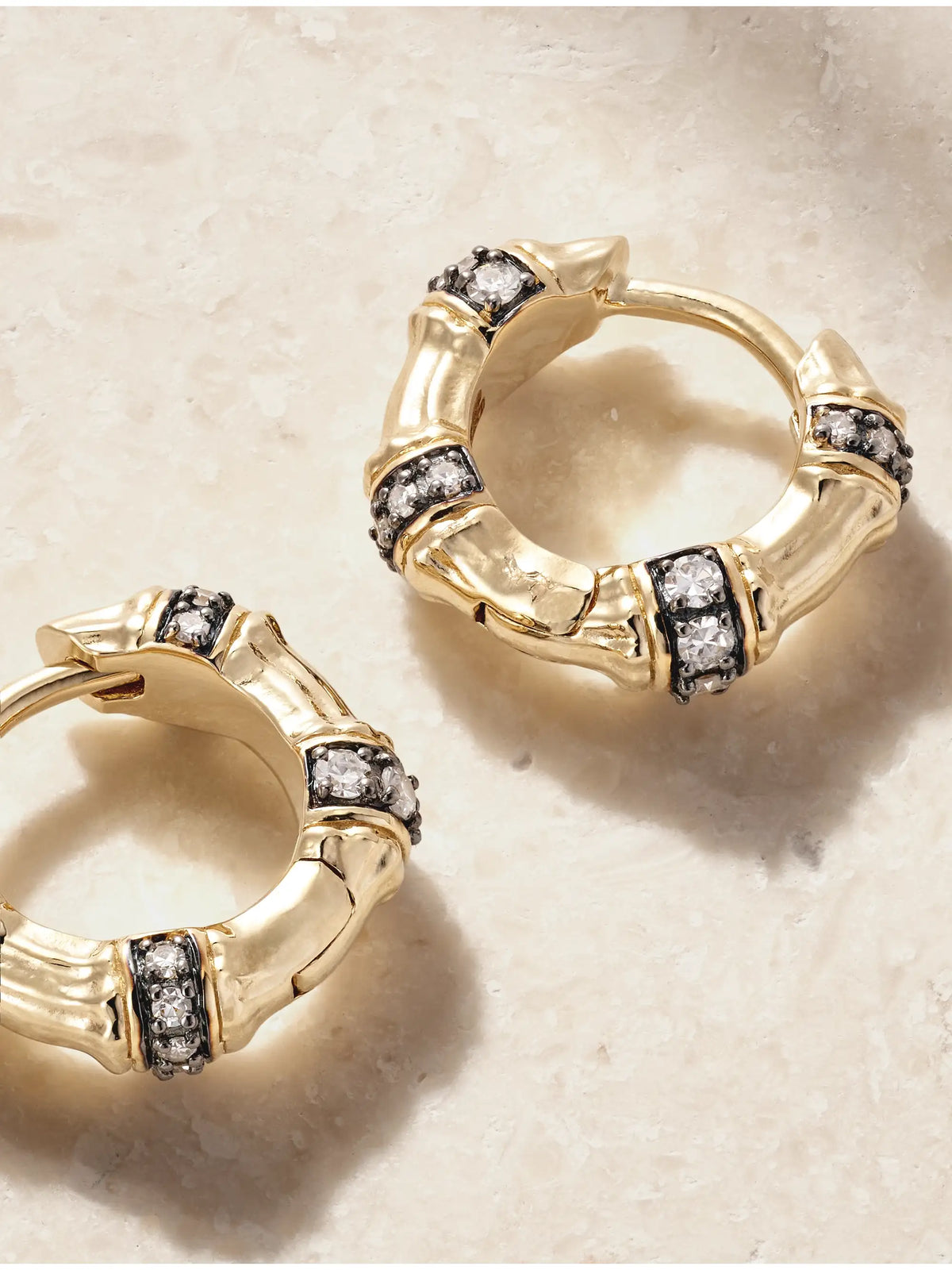 Lucy Delius Sciura 14-karat Gold Rhodium-plated Diamond Hoop Earrings