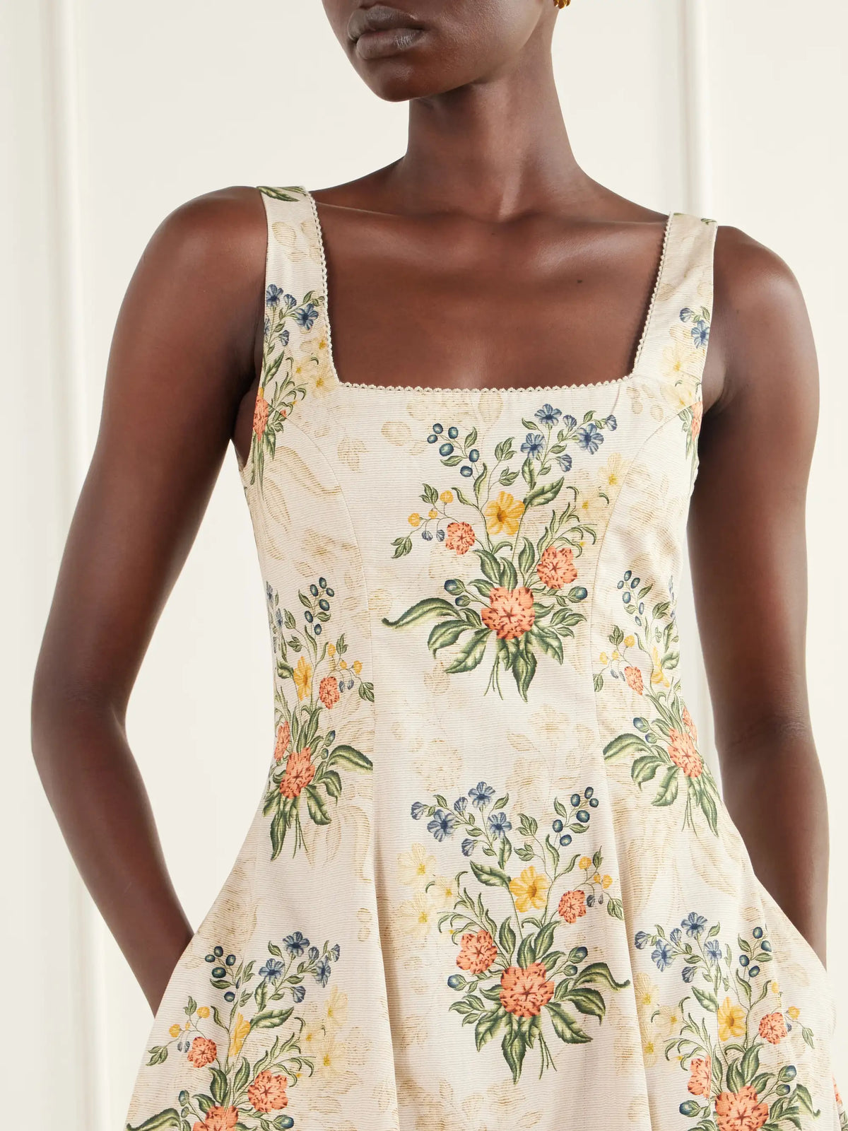 Agua by Agua Bendita Pistilo Pleated Floral-print Cotton-poplin Midi Dress